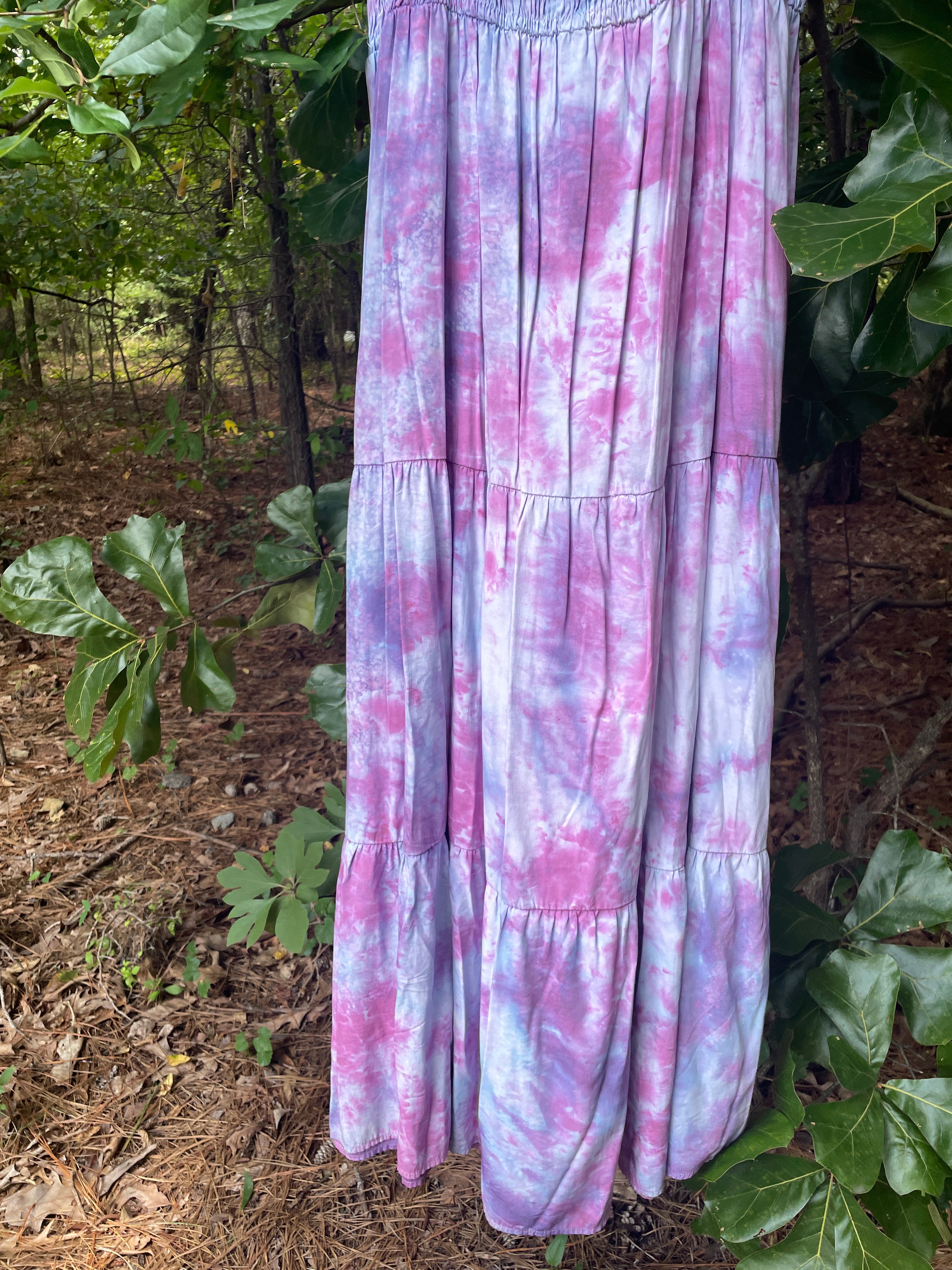 XL Women’s Handmade Galaxy Dye Spaghetti Strap Maxi Dress | One-Of-a-Kind Upcycled Sleeveless Dress