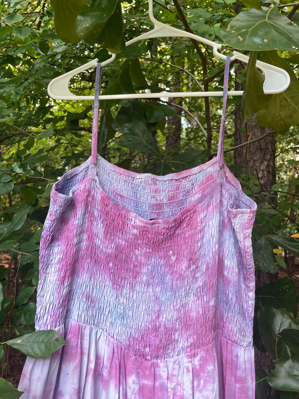 XL Women’s Handmade Galaxy Dye Spaghetti Strap Maxi Dress | One-Of-a-Kind Upcycled Sleeveless Dress