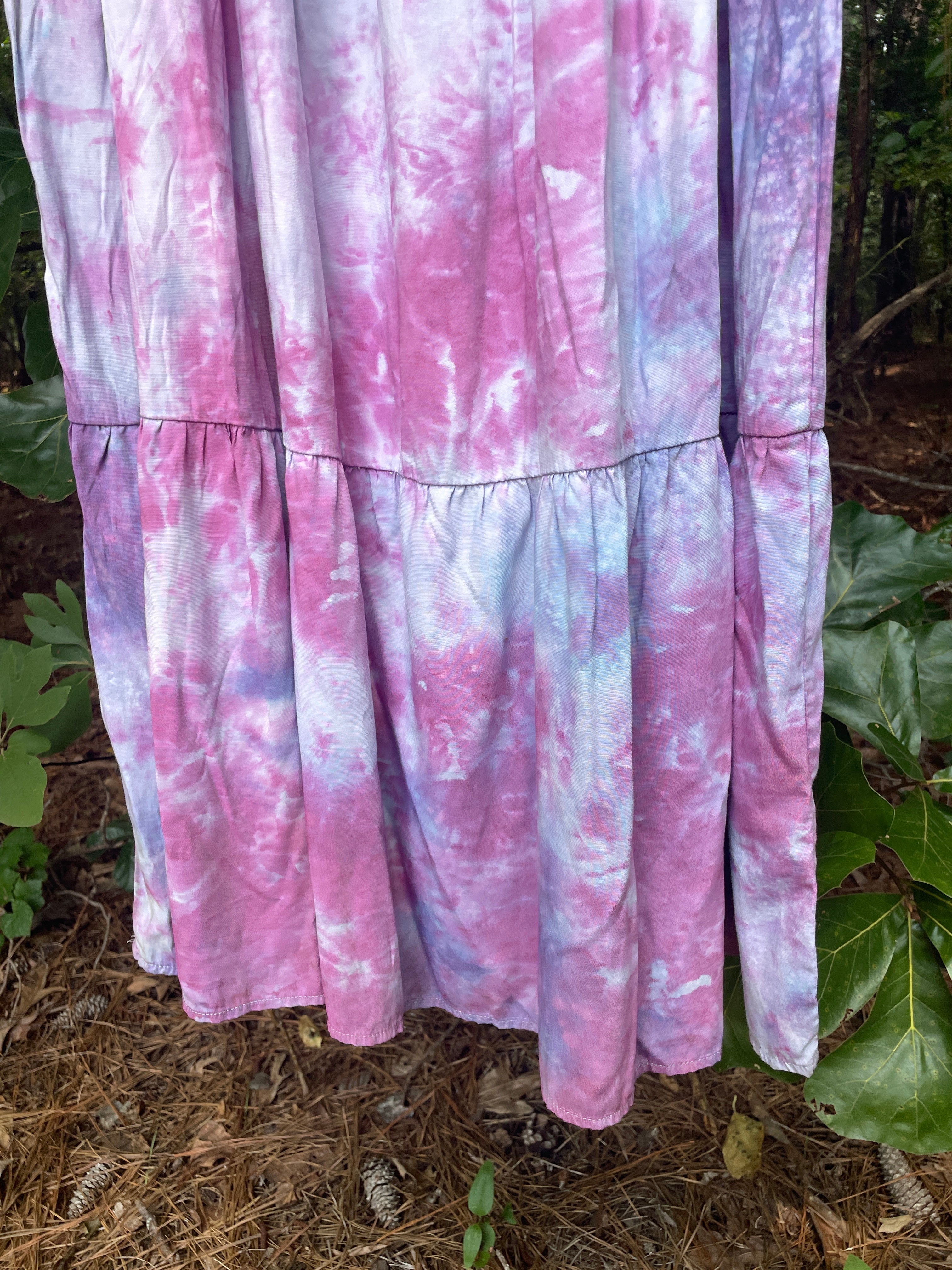 XL Women’s Handmade Galaxy Dye Spaghetti Strap Maxi Dress | One-Of-a-Kind Upcycled Sleeveless Dress