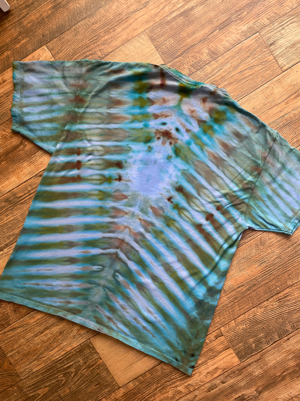 Yosemite National Park Blue and Brown Tie Dye Short Sleeve T-Shirt | Men's XL
