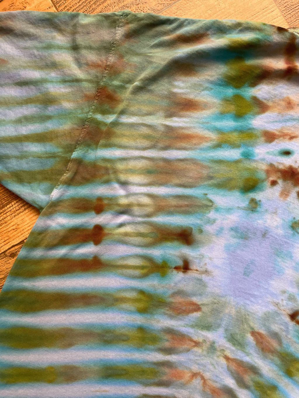 Yosemite National Park Blue and Brown Tie Dye Short Sleeve T-Shirt | Men's XL