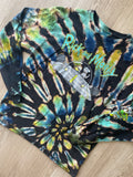 LARGE Men’s Rick and Morty Reverse Tie Dye Long Sleeve T-Shirt | One-Of-a-Kind Black, Blue, and Green Spiral Long Sleeve