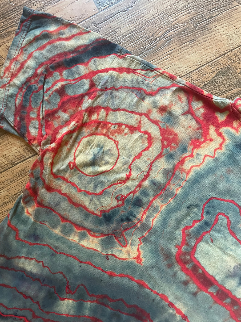 San Fermin, Spain Running of the Bulls Red and Black Tie Dye Short Sleeve T-Shirt | Men's XL