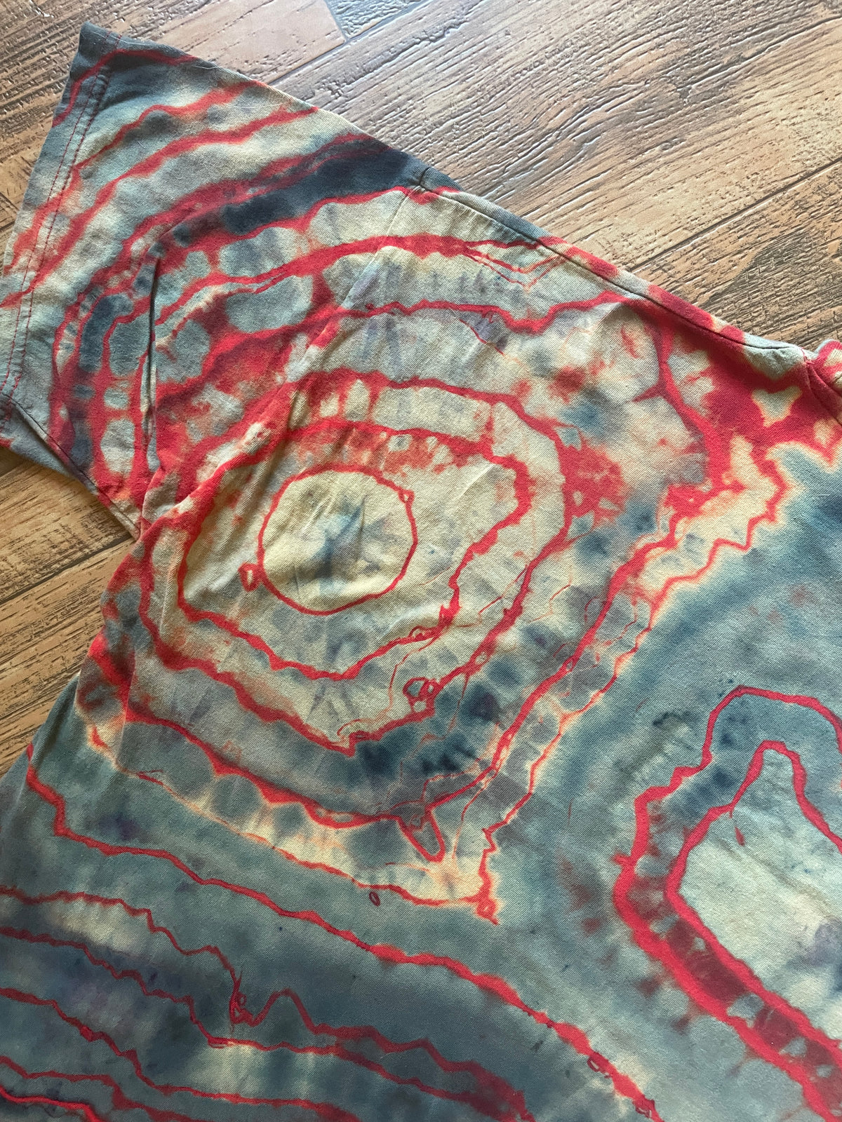 San Fermin, Spain Running of the Bulls Red and Black Tie Dye Short Sleeve T-Shirt | Men's XL