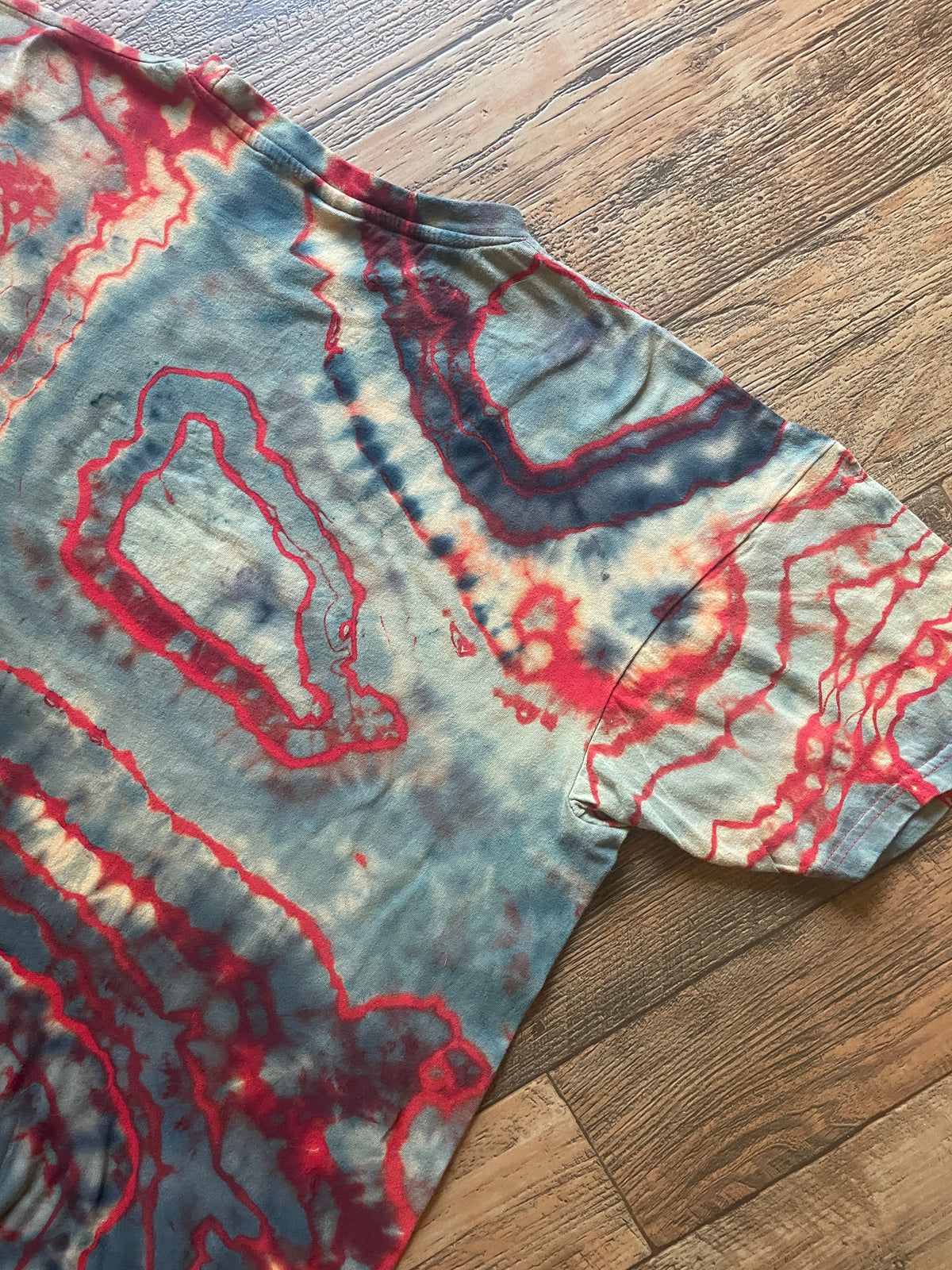San Fermin, Spain Running of the Bulls Red and Black Tie Dye Short Sleeve T-Shirt | Men's XL