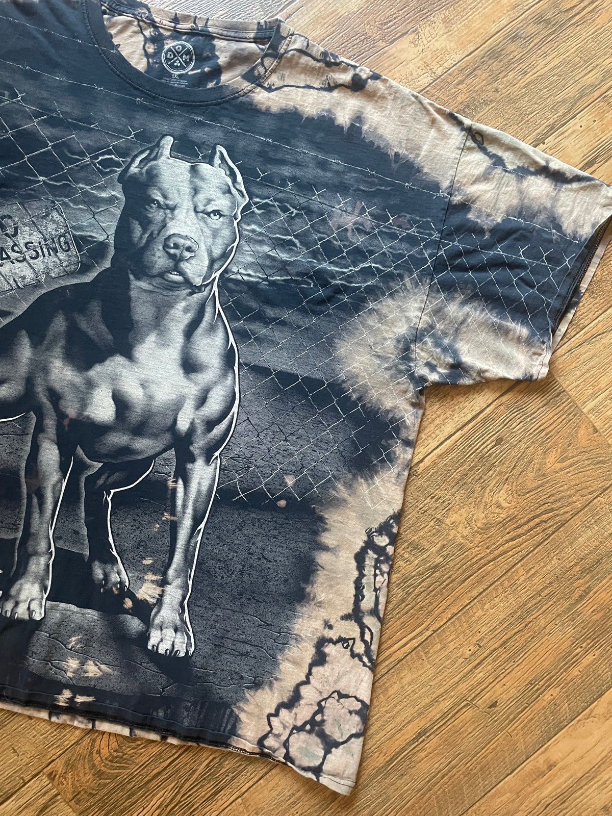 Pitbull Guard Dog Earth Tones Reverse Tie Dye Short Sleeve T-Shirt | Men's 3XL