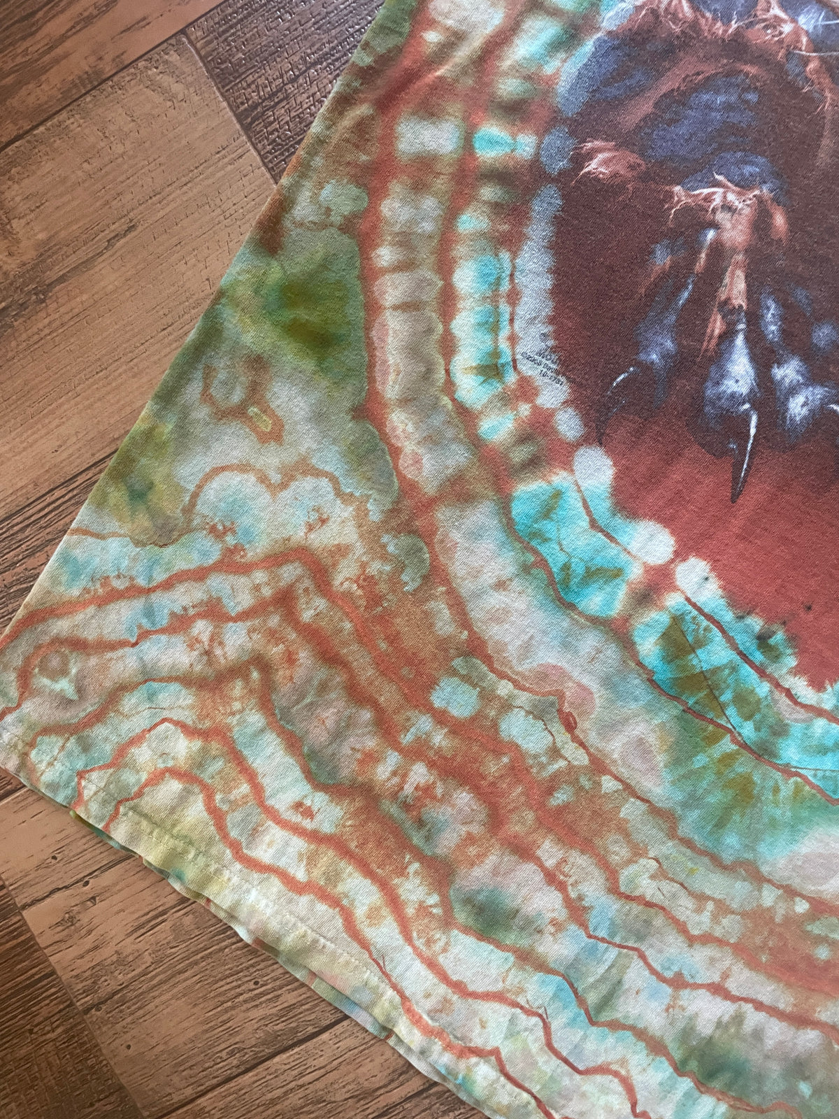 Jaguar Pouncing Orange and Green Geode Reverse Tie Dye Short Sleeve T-Shirt | Men's 3XL