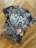 AC/DC Back in Black, Black & Gray Geode Tie Dye Short Sleeve T-Shirt | Men's Small