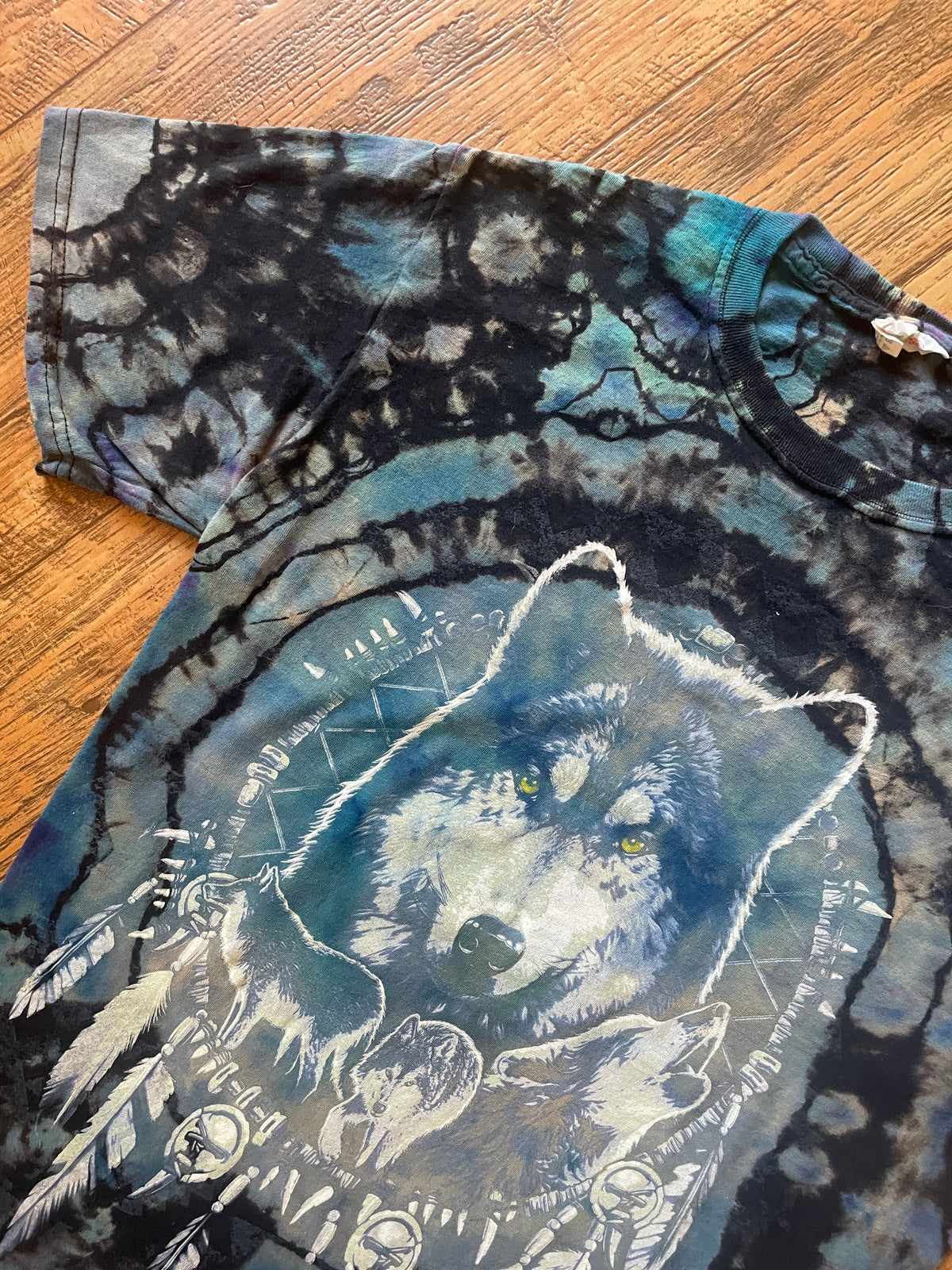 Wolf Pack Black and Blue Reverse Tie Dye Short Sleeve T-Shirt | Men's Small