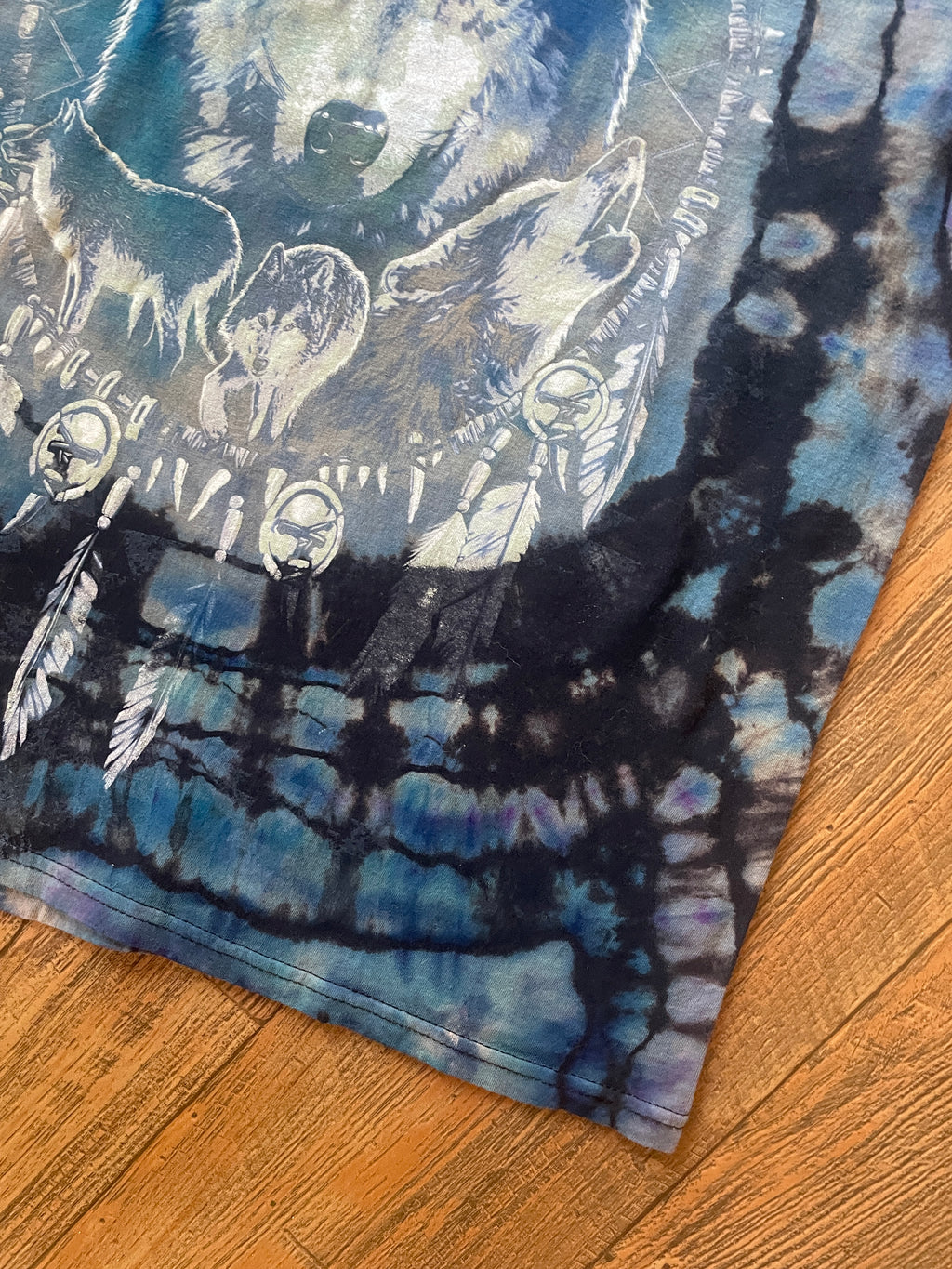 Wolf Pack Black and Blue Reverse Tie Dye Short Sleeve T-Shirt | Men's Small