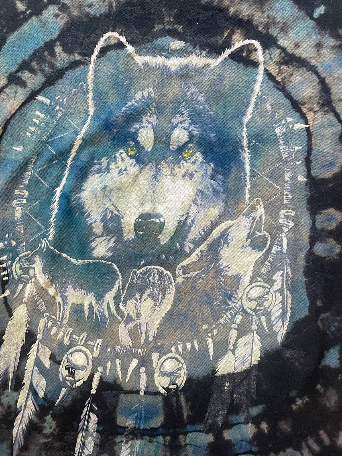 Wolf Pack Black and Blue Reverse Tie Dye Short Sleeve T-Shirt | Men's Small