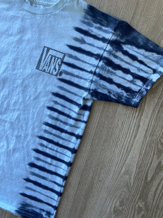 MEDIUM Men’s Vans Checkerboard Handmade Tie Dye T-Shirt | One-Of-a-Kind Black and White Short Sleeve