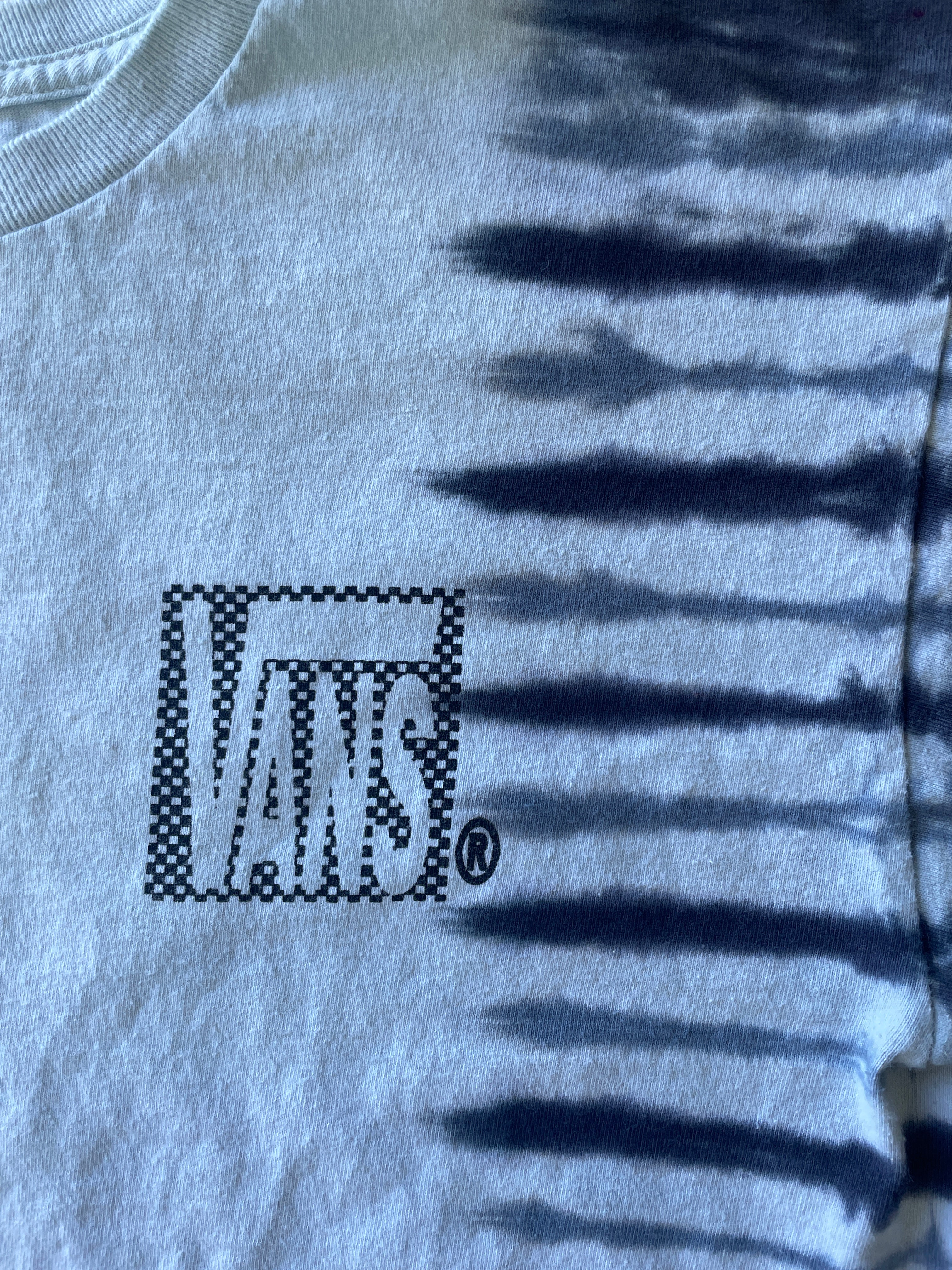 MEDIUM Men’s Vans Checkerboard Handmade Tie Dye T-Shirt | One-Of-a-Kind Black and White Short Sleeve