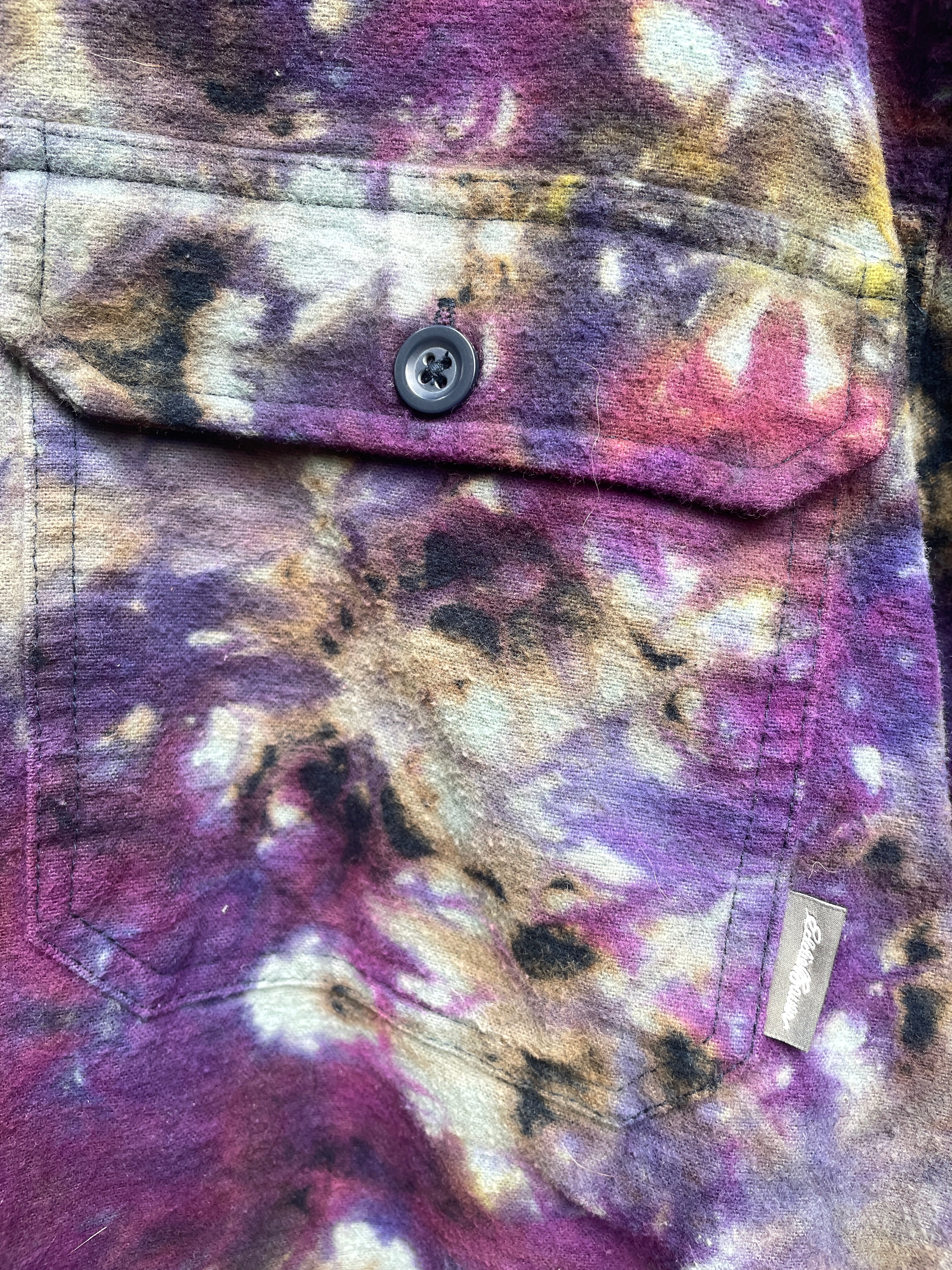 Eddie Bauer Handmade Pink and Purple Bleach Dye Flannel Shirt | Men's Medium
