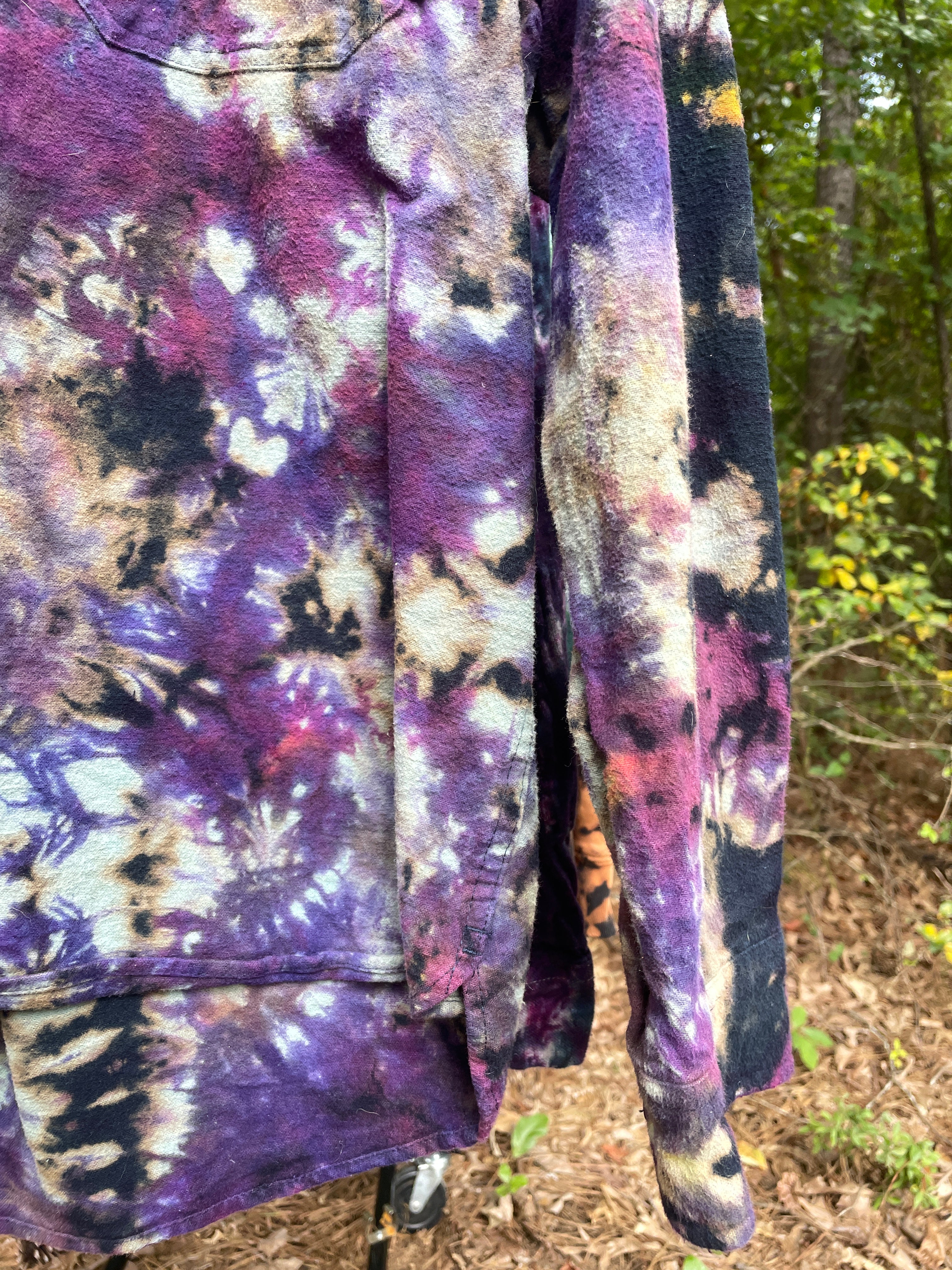 Eddie Bauer Handmade Pink and Purple Bleach Dye Flannel Shirt | Men's Medium