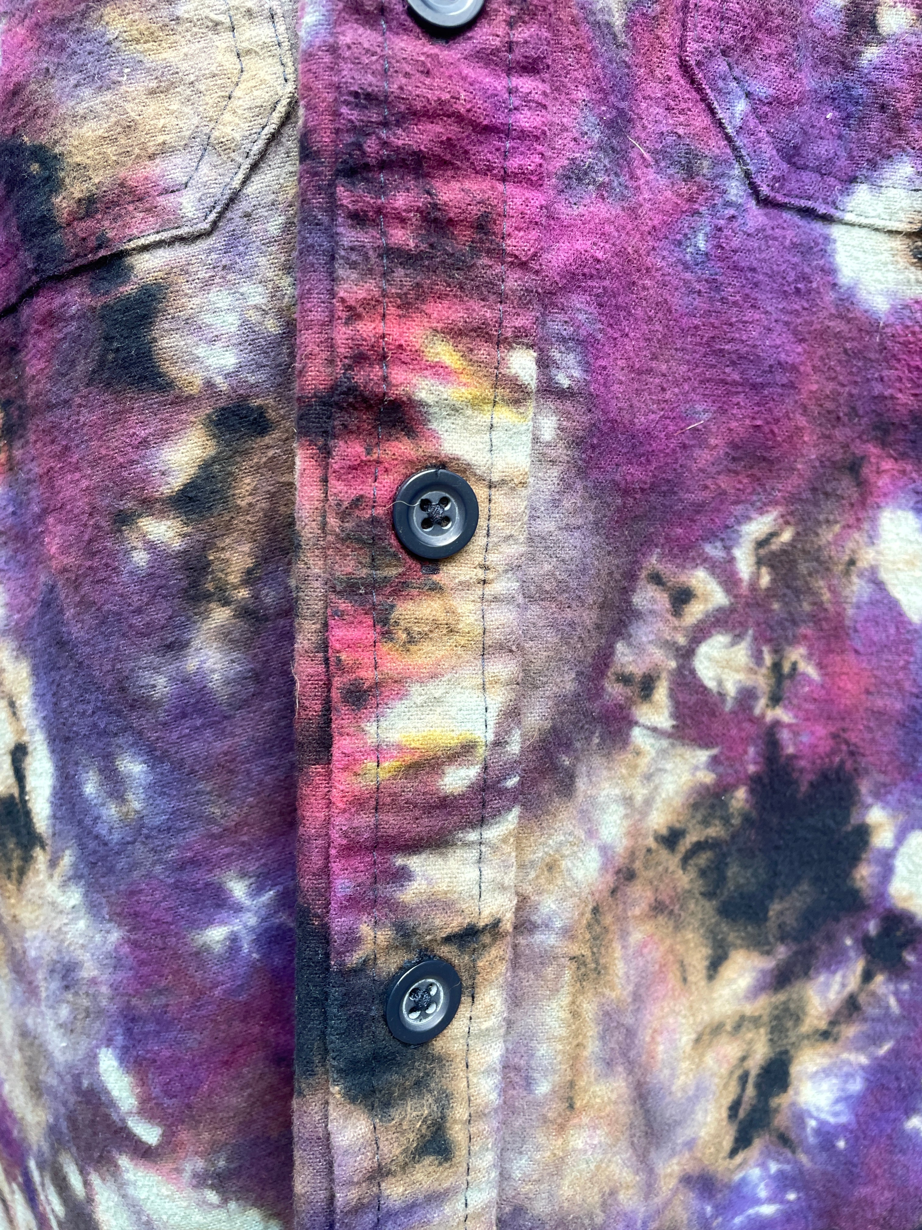 Eddie Bauer Handmade Pink and Purple Bleach Dye Flannel Shirt | Men's Medium