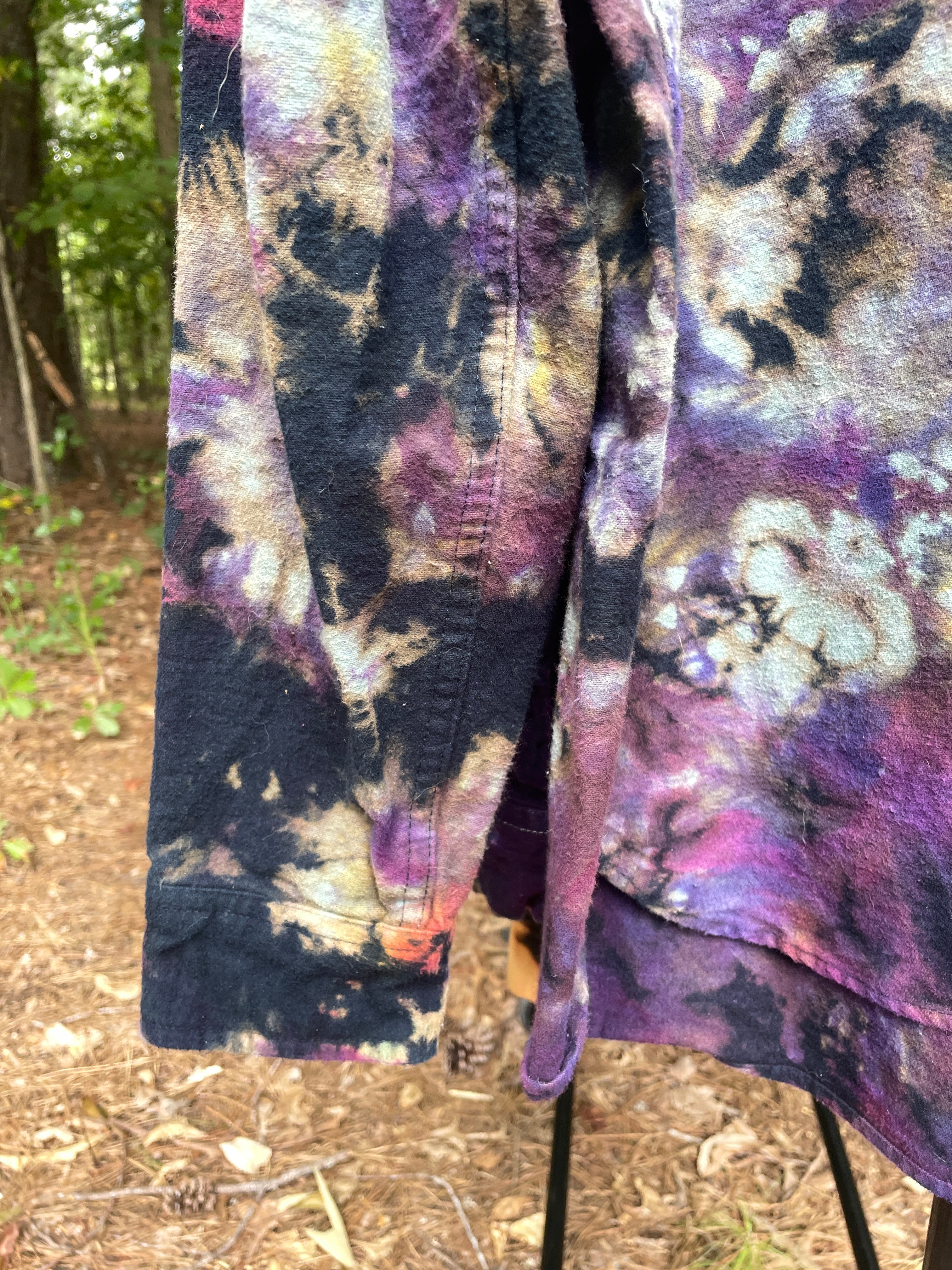 Eddie Bauer Handmade Pink and Purple Bleach Dye Flannel Shirt | Men's Medium
