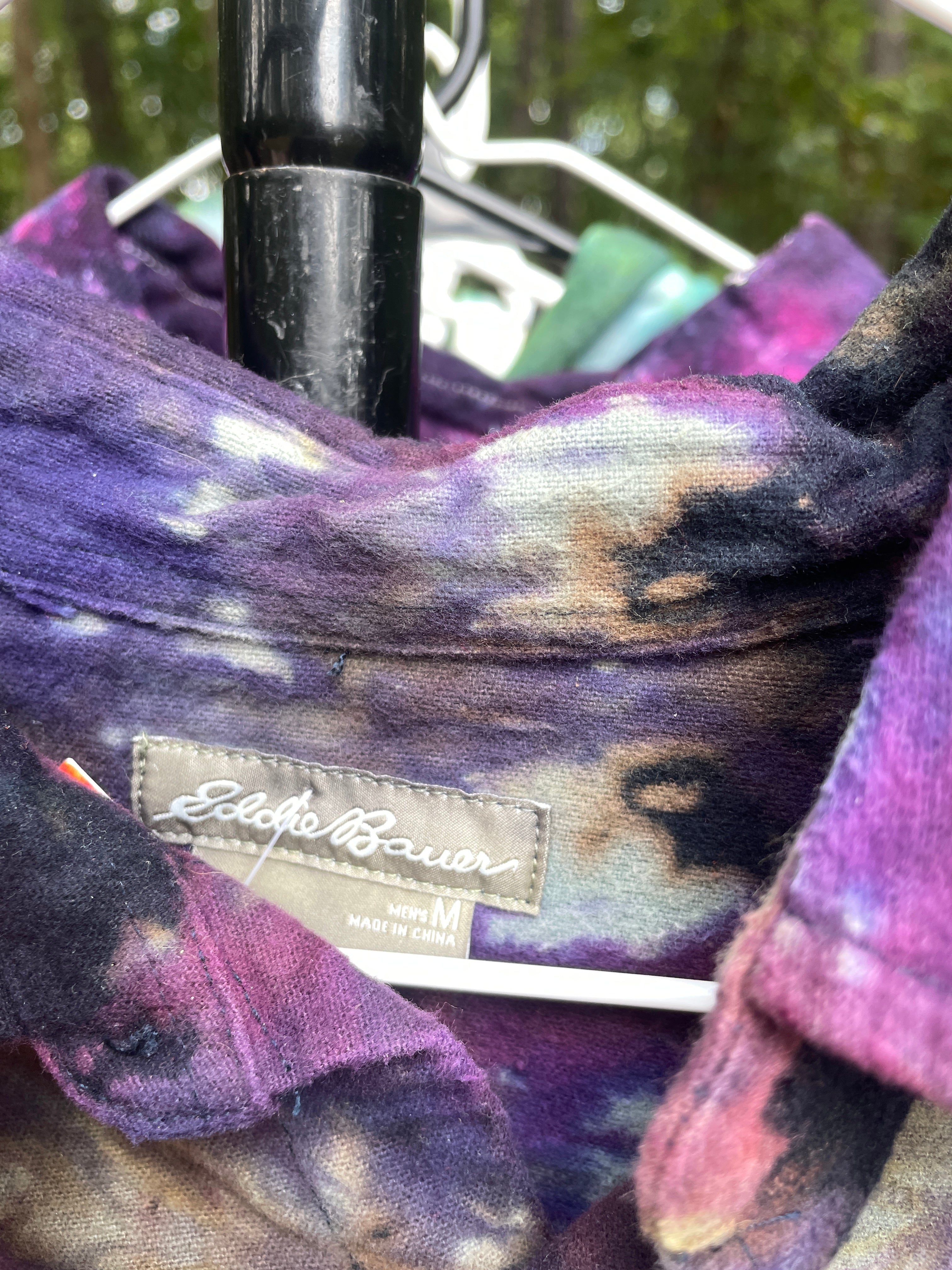 Eddie Bauer Handmade Pink and Purple Bleach Dye Flannel Shirt | Men's Medium