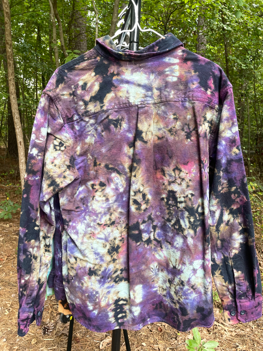 Eddie Bauer Handmade Pink and Purple Bleach Dye Flannel Shirt | Men's Medium