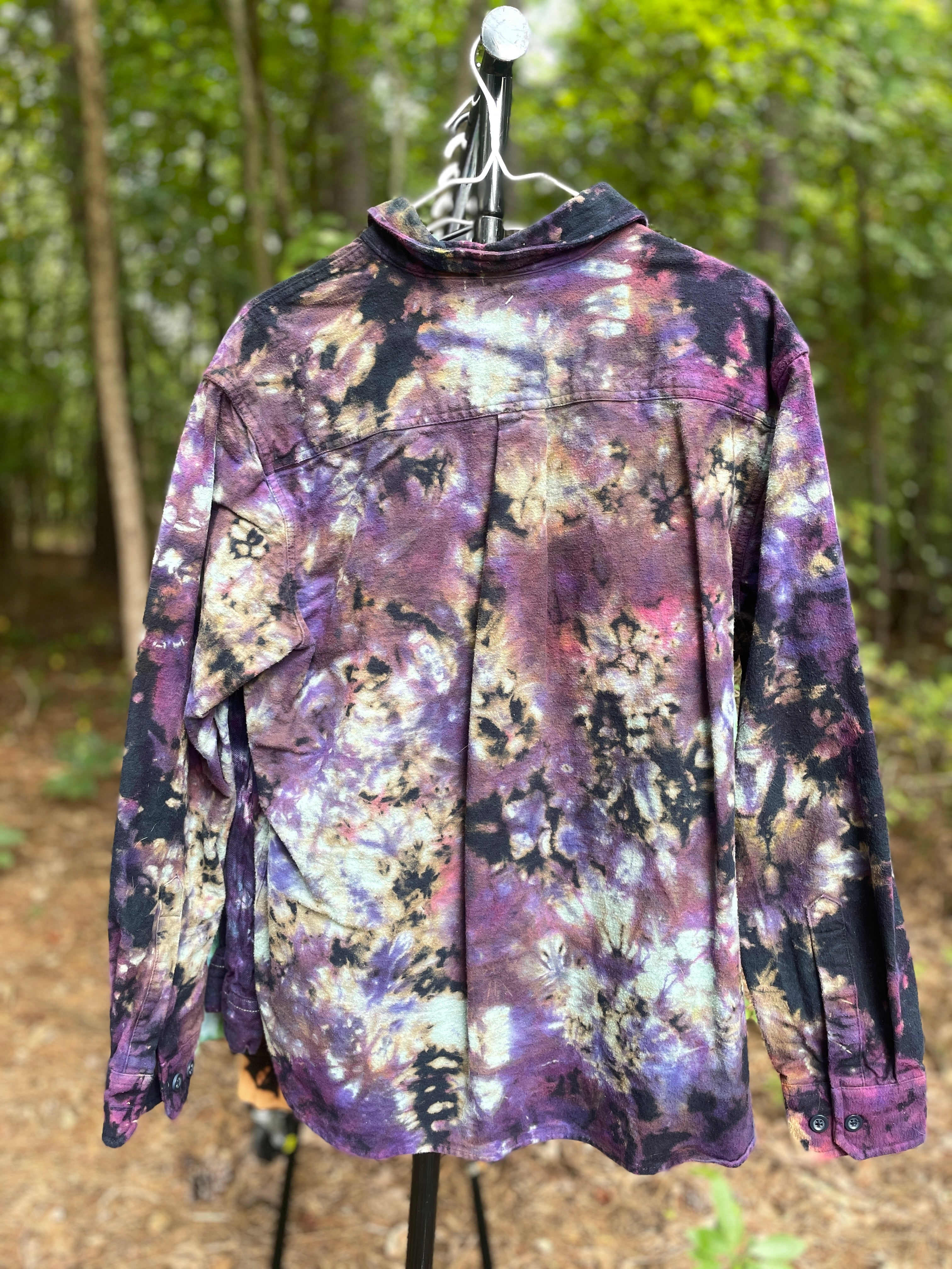 Eddie Bauer Handmade Pink and Purple Bleach Dye Flannel Shirt | Men's Medium