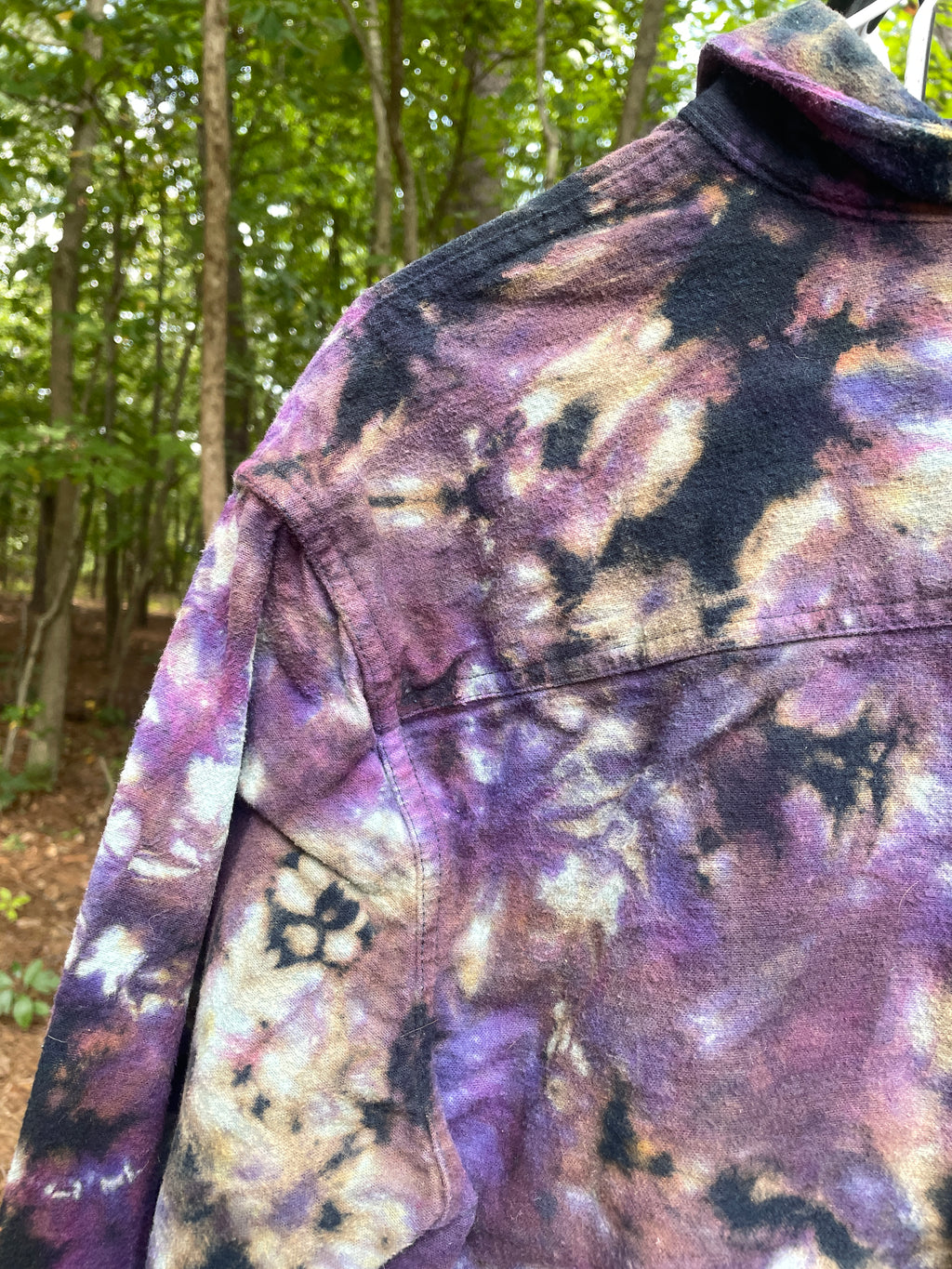 Eddie Bauer Handmade Pink and Purple Bleach Dye Flannel Shirt | Men's Medium