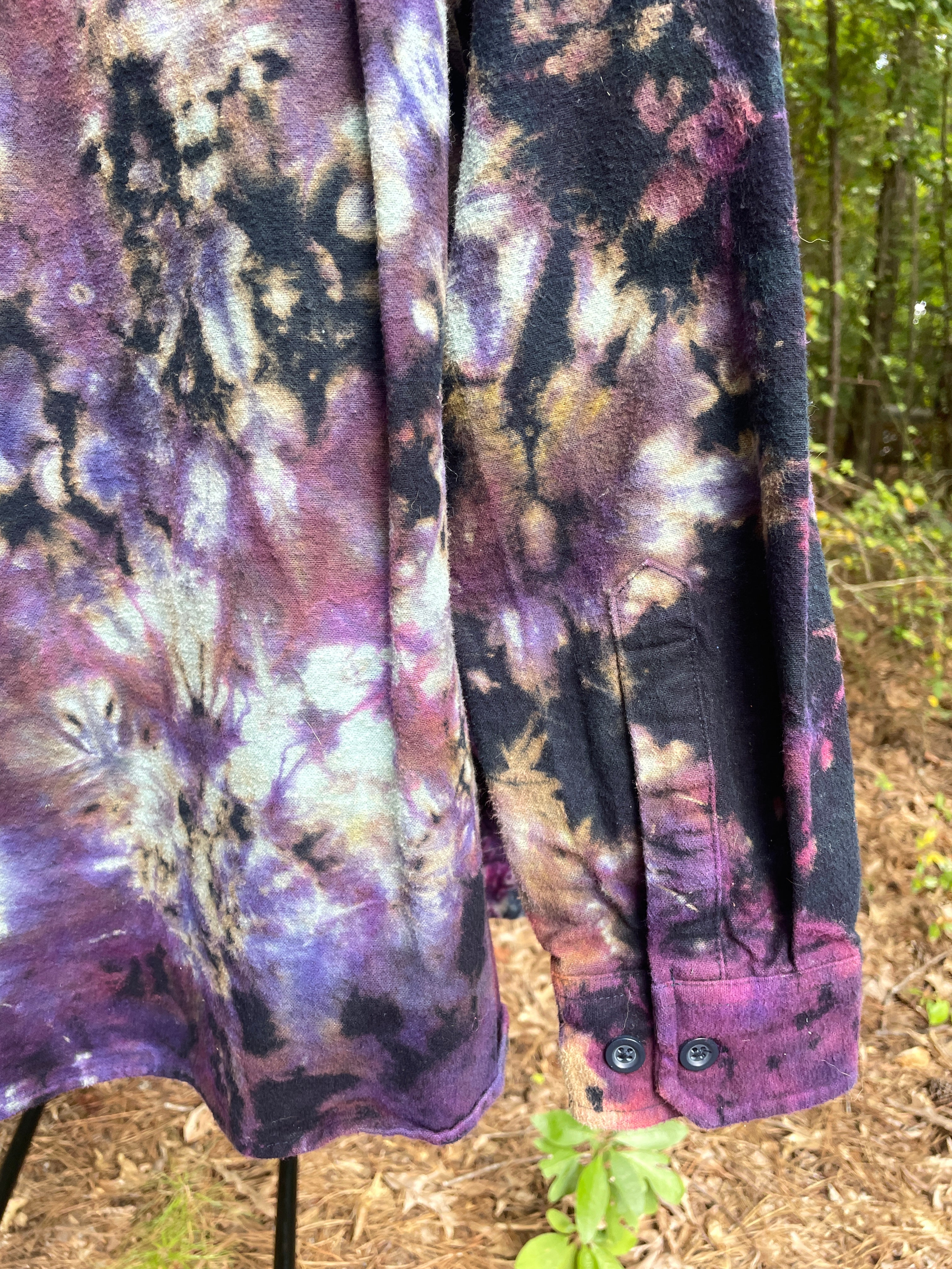 Eddie Bauer Handmade Pink and Purple Bleach Dye Flannel Shirt | Men's Medium