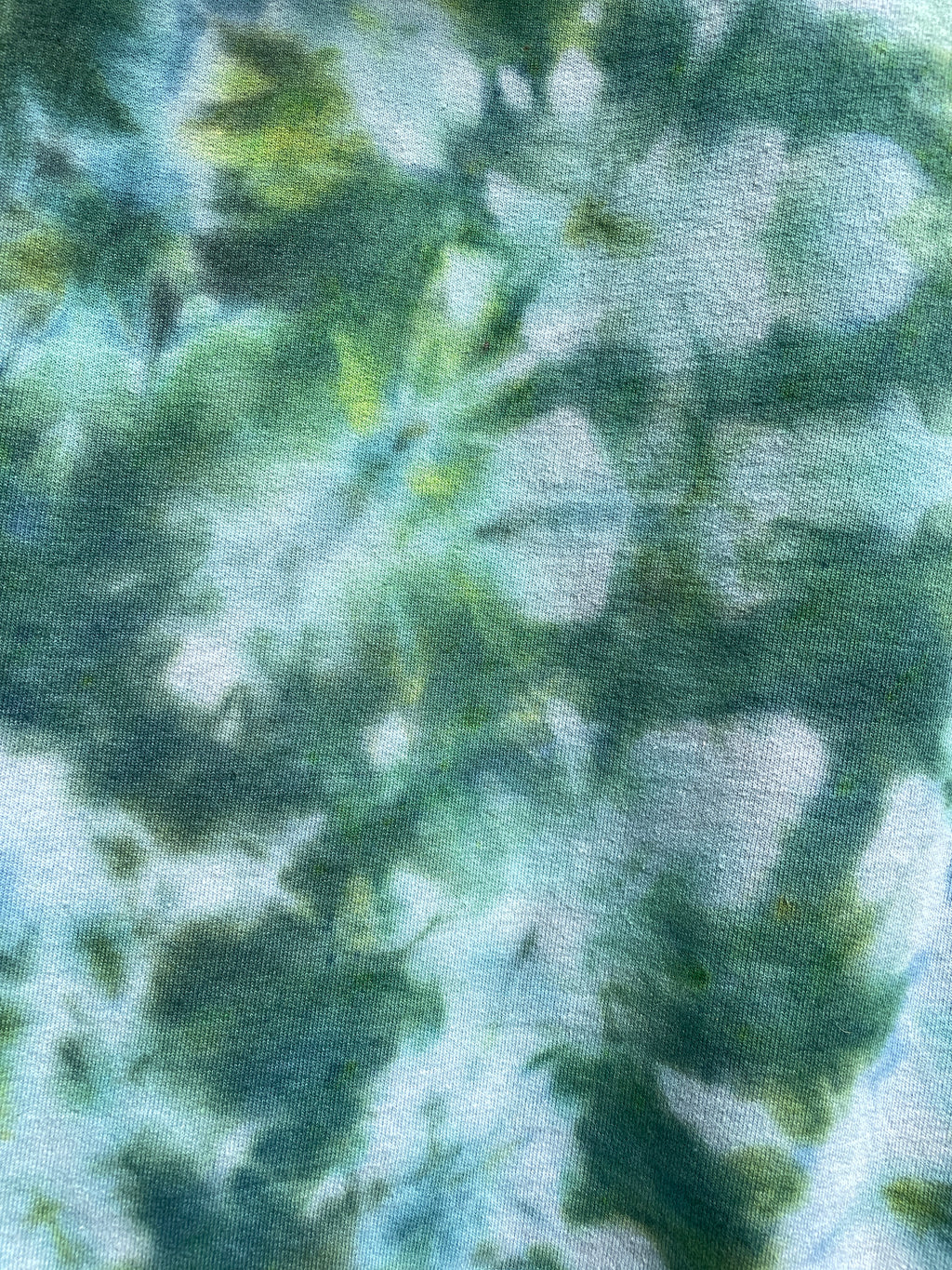 Small Women's Champion Tie Dye Long Sleeve Pullover Hoodie | One-Of-a-Kind Upcycled Green and Blue Sweatshirt