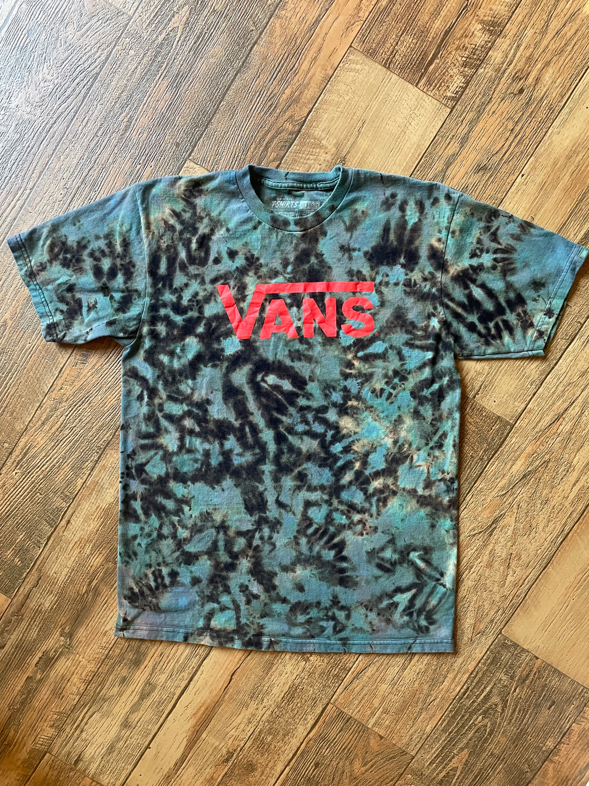 Vans Black and Blue Reverse Tie Dye Short Sleeve T-Shirt | Men's Medium