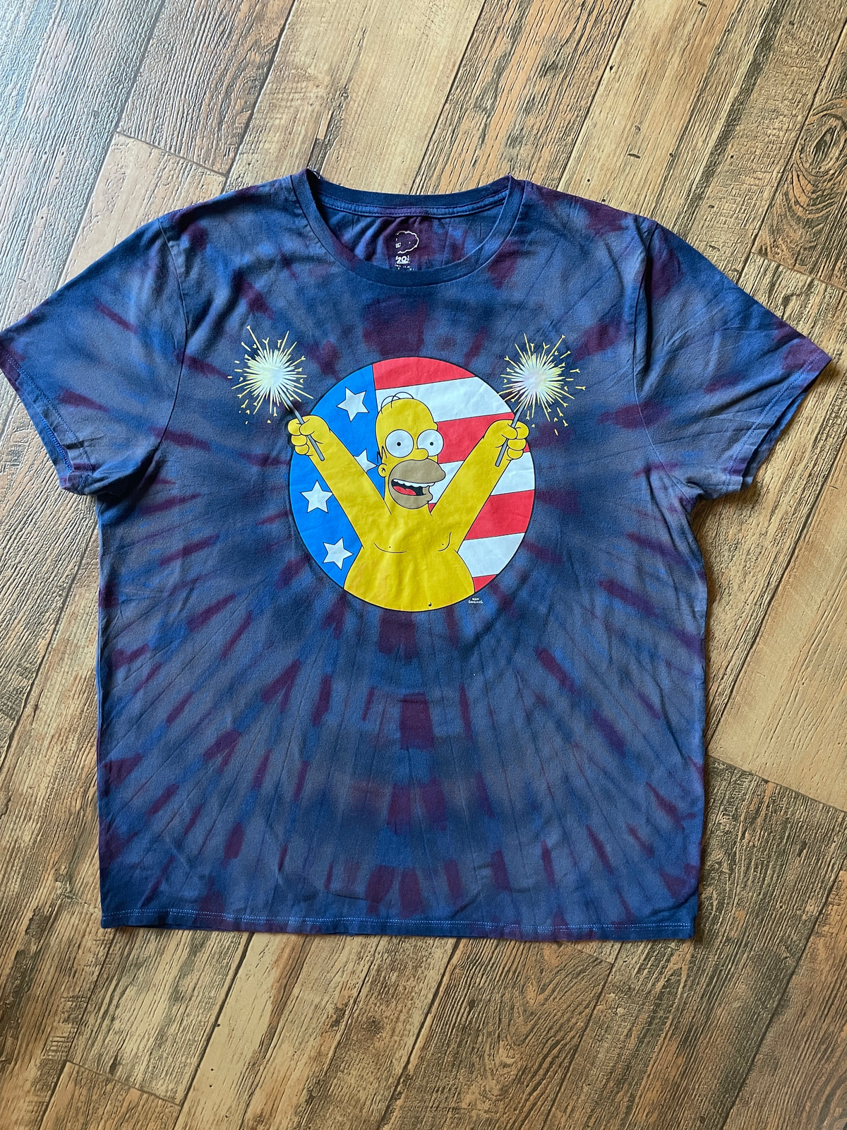 Homer Simpson Fourth of July Reverse Tie Dye Short Sleeve T-Shirt | Men's XL