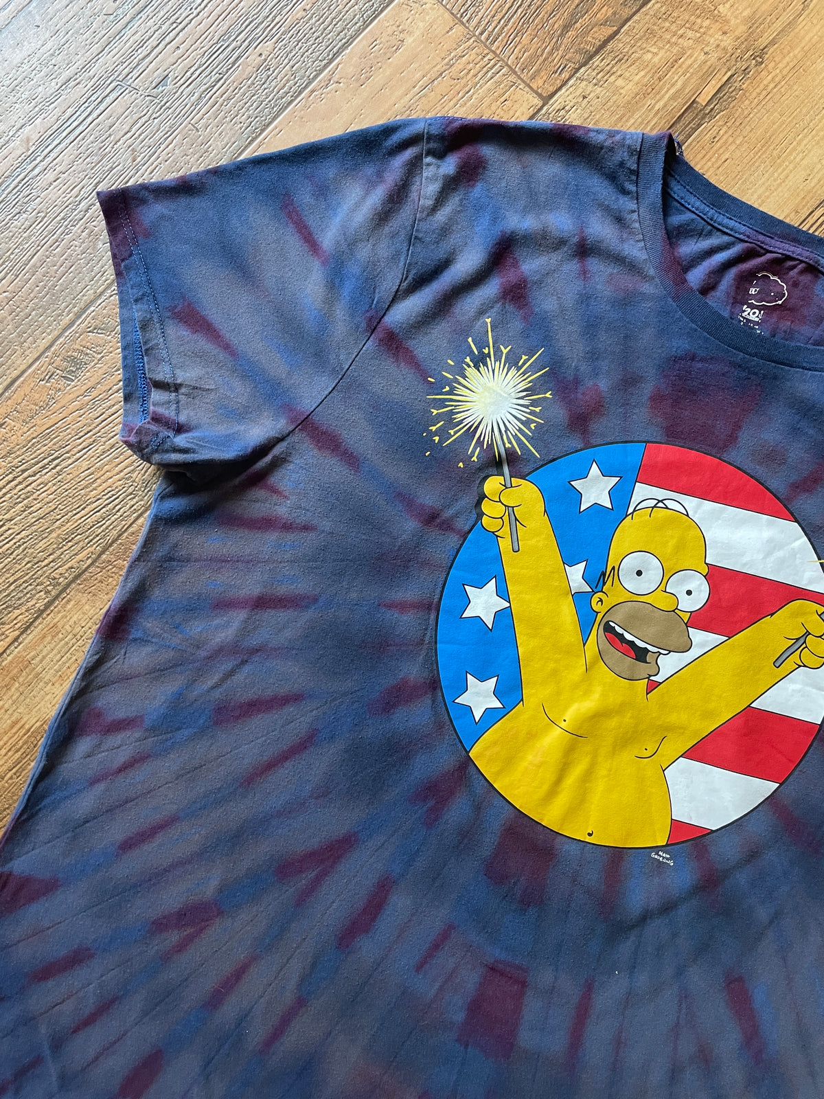 Homer Simpson Fourth of July Reverse Tie Dye Short Sleeve T-Shirt | Men's XL