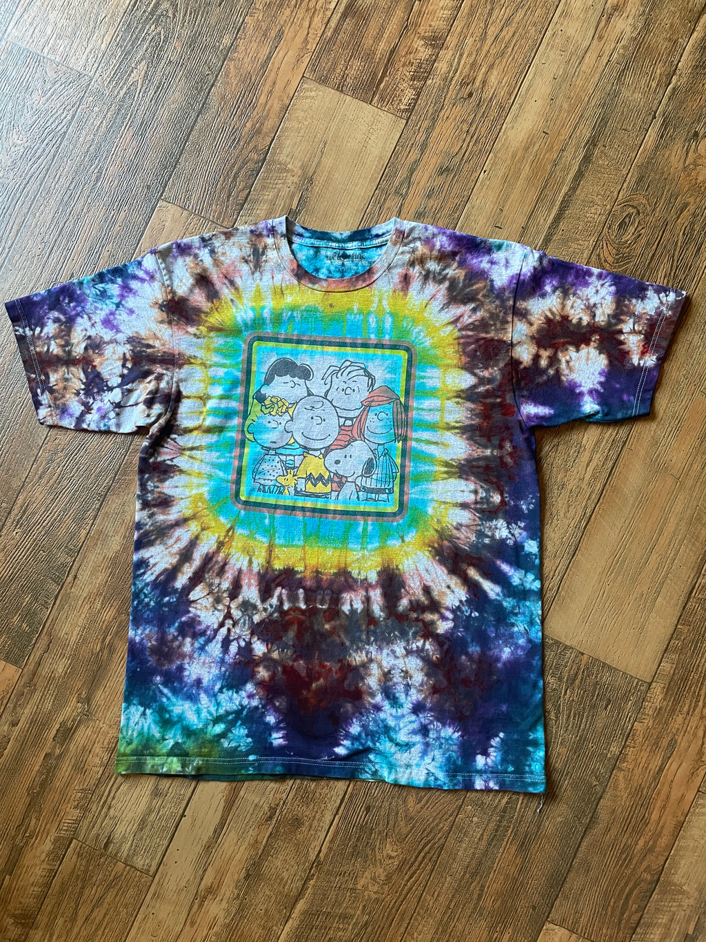 The Peanuts Rainbow Crumples Tie Dye Short Sleeve T-Shirt | Men's XXL