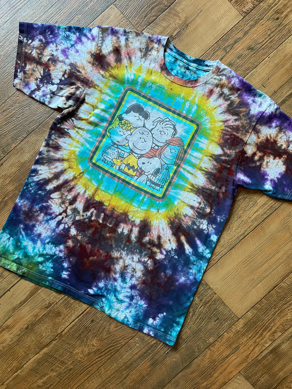 The Peanuts Rainbow Crumples Tie Dye Short Sleeve T-Shirt | Men's XXL