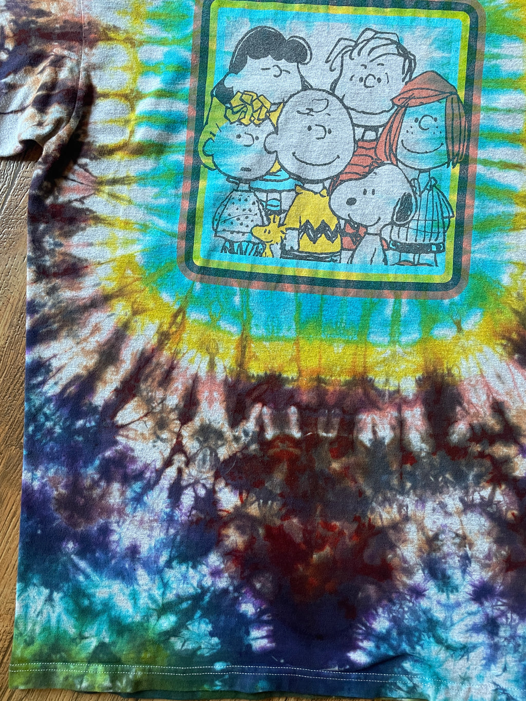The Peanuts Rainbow Crumples Tie Dye Short Sleeve T-Shirt | Men's XXL