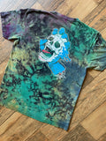 Santa Cruz X Riot Society Black and Blue Reverse Tie Dye Short Sleeve T-Shirt | Men's Large