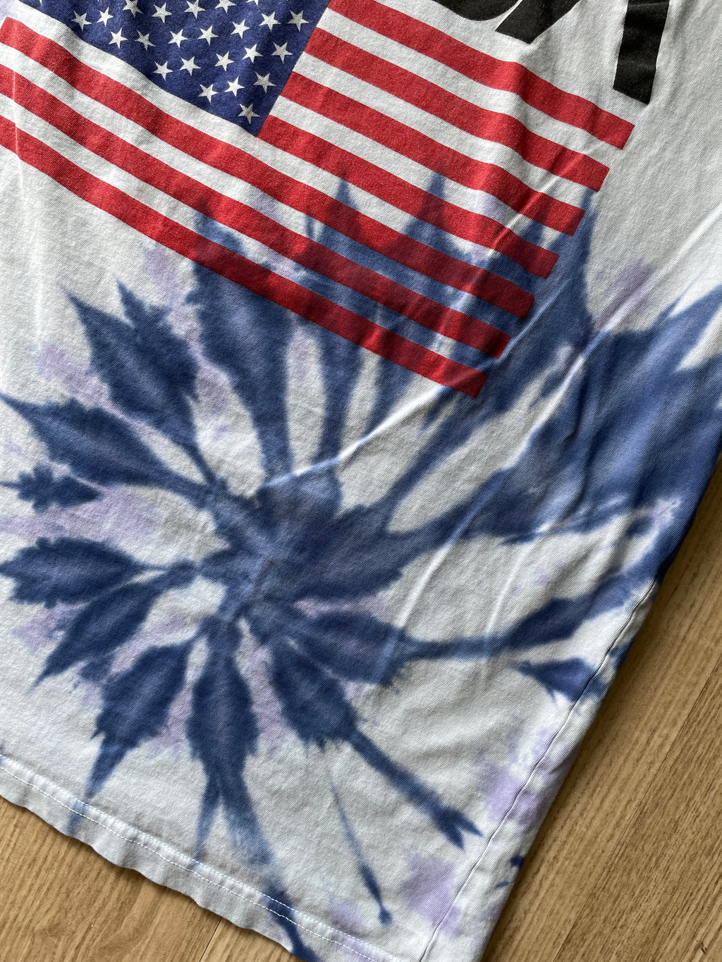 MEDIUM Men’s NASA USA Flag Handmade Tie Dye T-Shirt | One-of-a-Kind Purple and Blue Spiral Short Sleeve Top