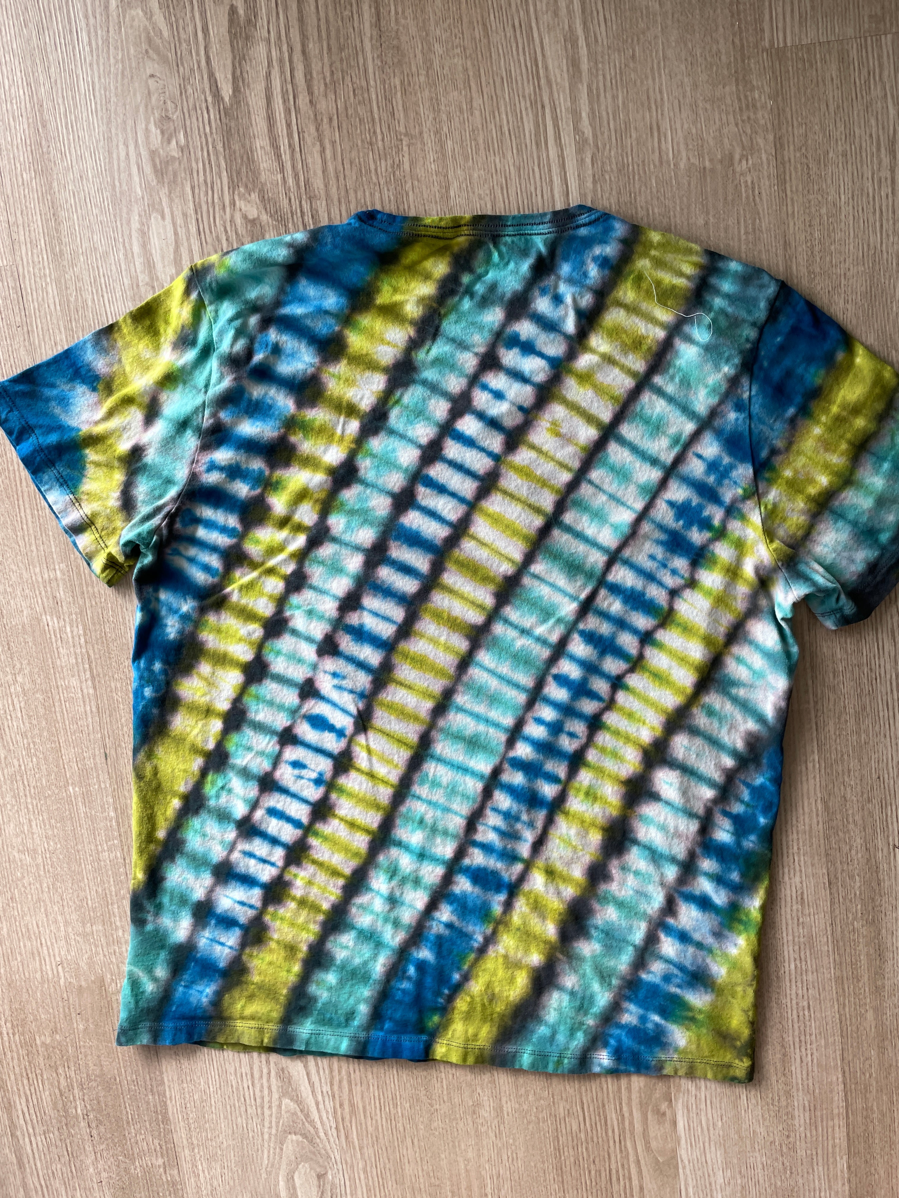 XL Men’s NASA Planet Earth Handmade Reverse Tie Dye T-Shirt | One-Of-a-Kind Gray, Green, and Blue Short Sleeve