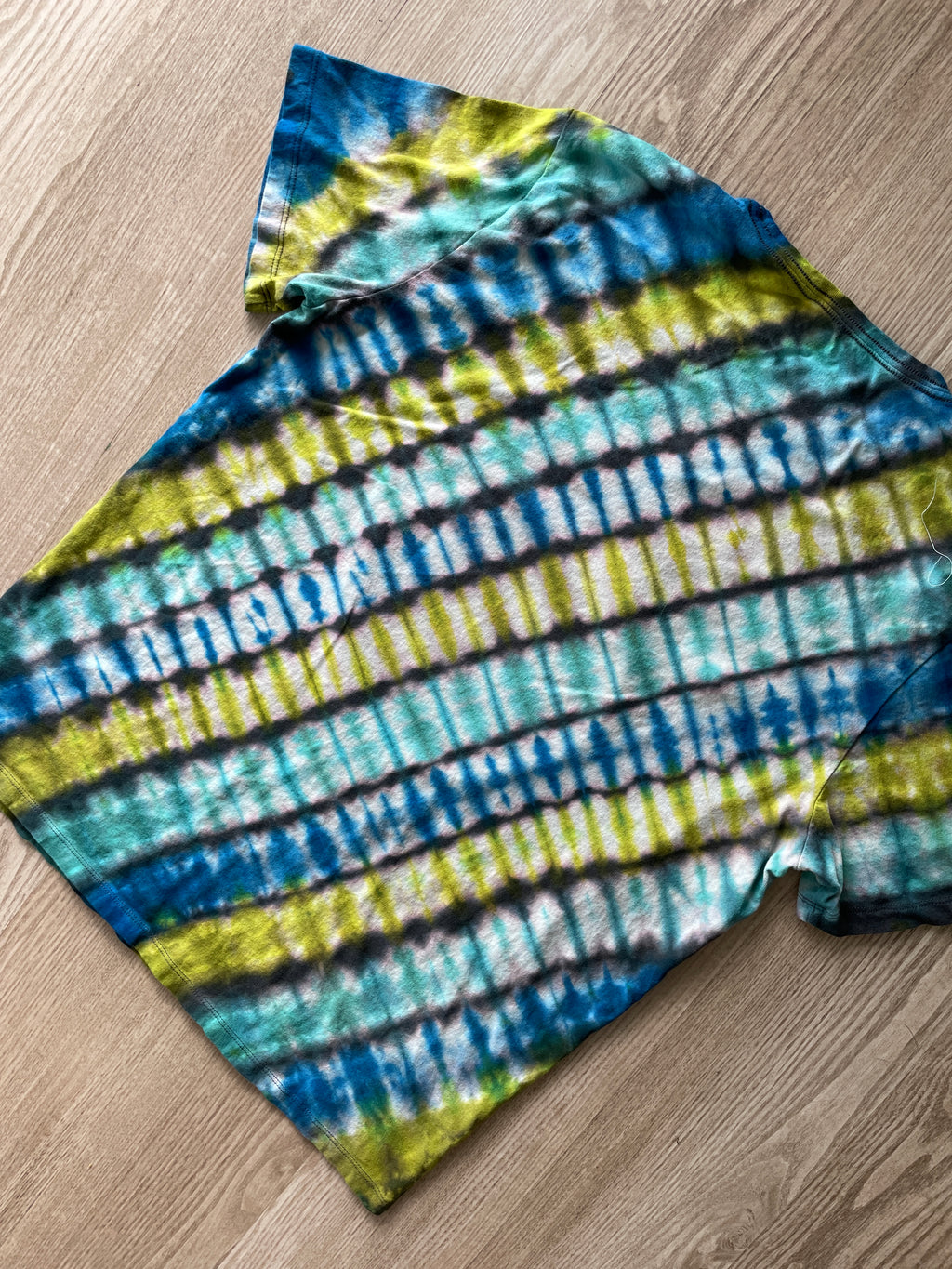 XL Men’s NASA Planet Earth Handmade Reverse Tie Dye T-Shirt | One-Of-a-Kind Gray, Green, and Blue Short Sleeve