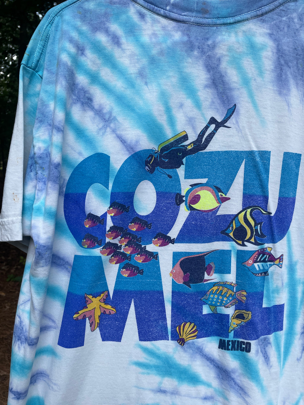 Cozumel Mexico Short Sleeve Tie Dye T-Shirt (Men's Large)