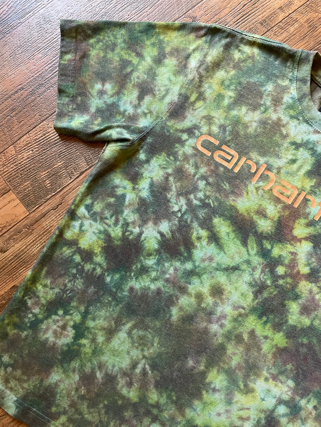 Carhartt Dearborn Loose Logo Green & Brown Tie Dye Short Sleeve T-Shirt | Men's Large