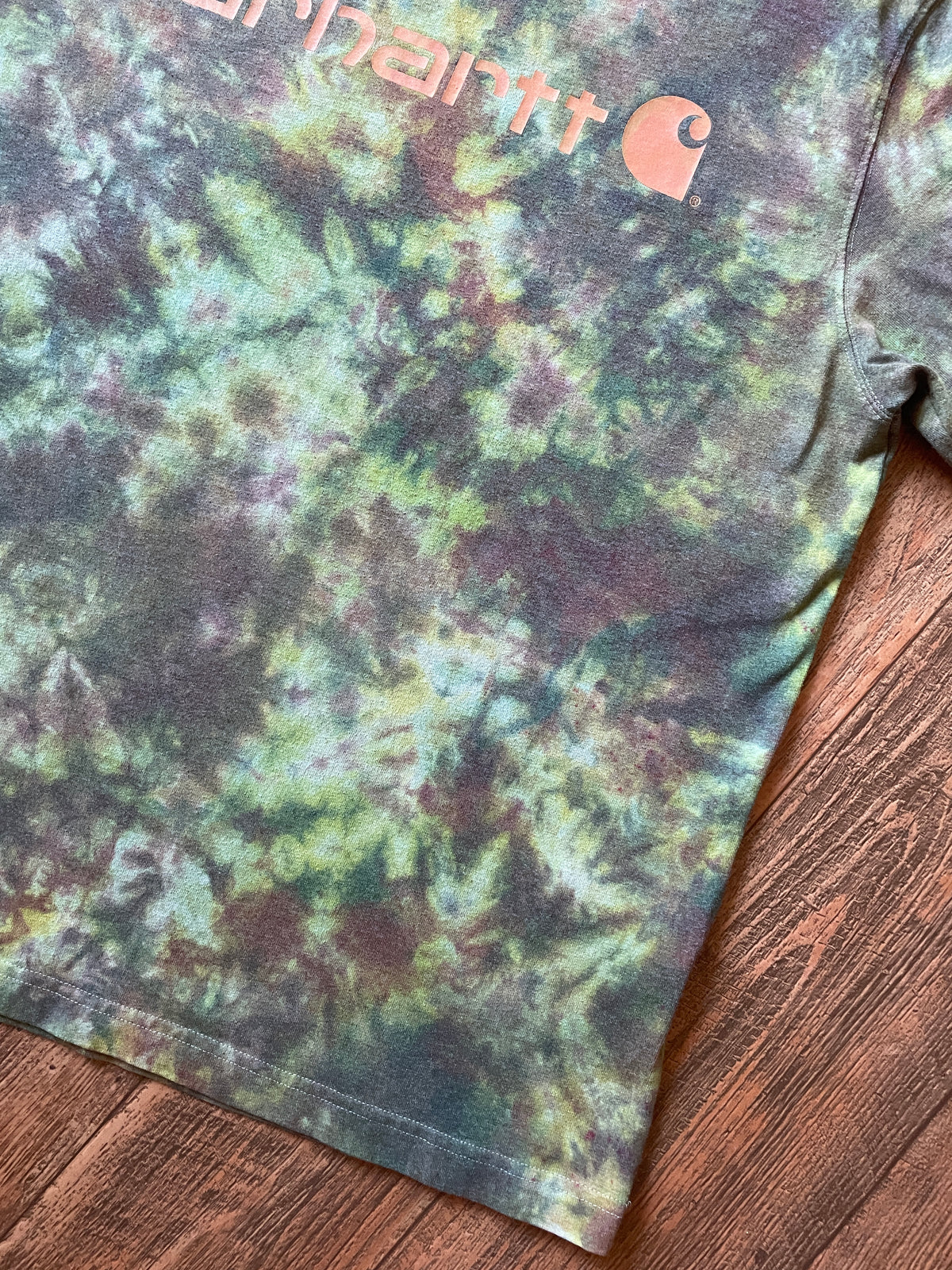 Carhartt Dearborn Loose Logo Green & Brown Tie Dye Short Sleeve T-Shirt | Men's Large