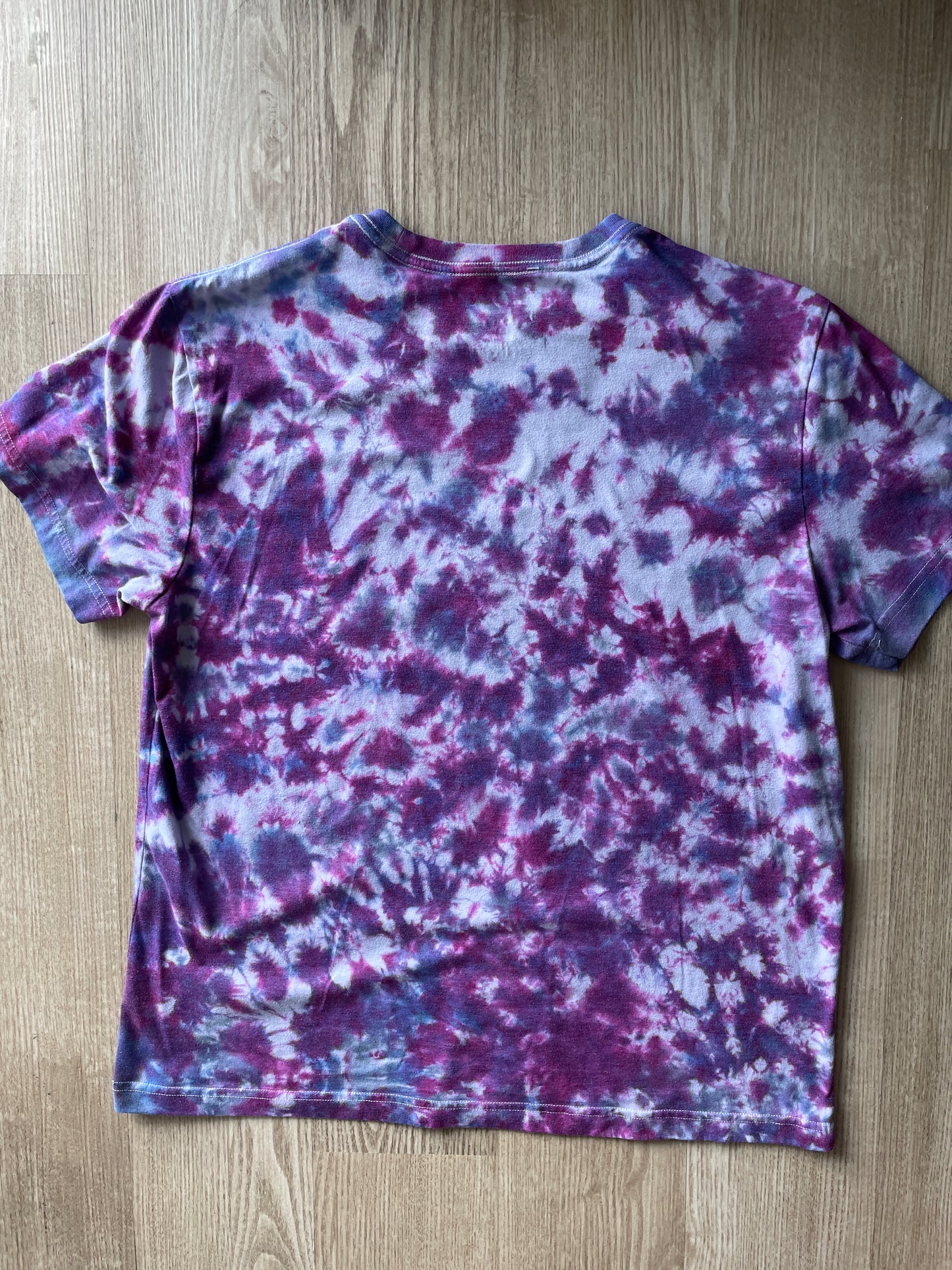 LARGE Men's Prickly Pear Cactus Tie Dye T-Shirt | One-Of-a-Kind Shades of Purple Crumpled Short Sleeve