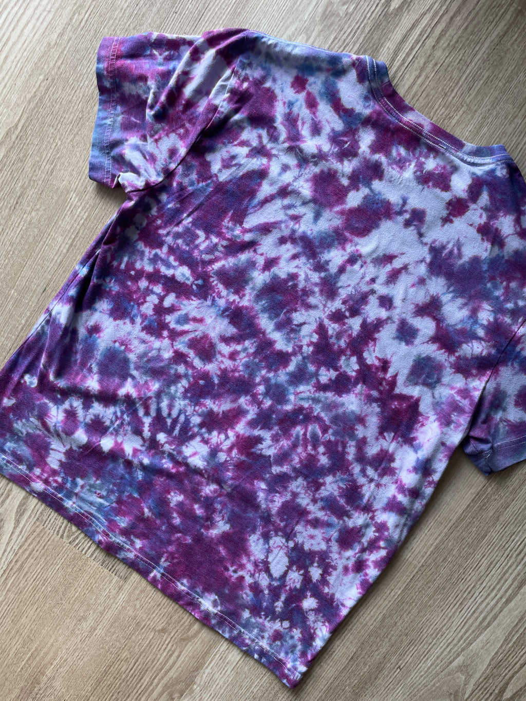 LARGE Men's Prickly Pear Cactus Tie Dye T-Shirt | One-Of-a-Kind Shades of Purple Crumpled Short Sleeve