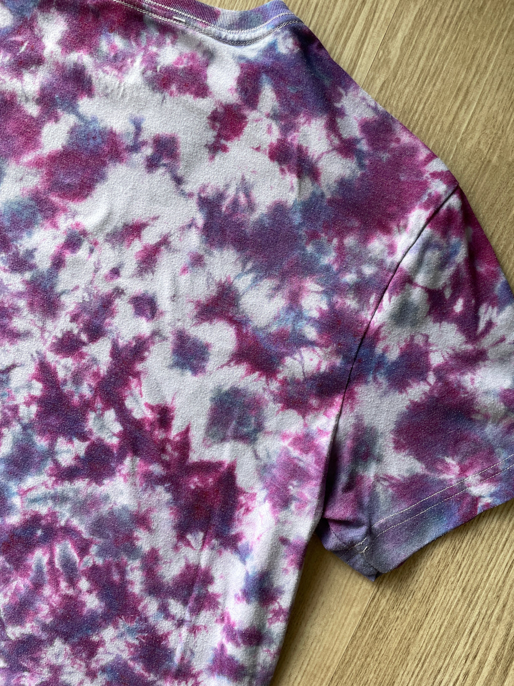 LARGE Men's Prickly Pear Cactus Tie Dye T-Shirt | One-Of-a-Kind Shades of Purple Crumpled Short Sleeve