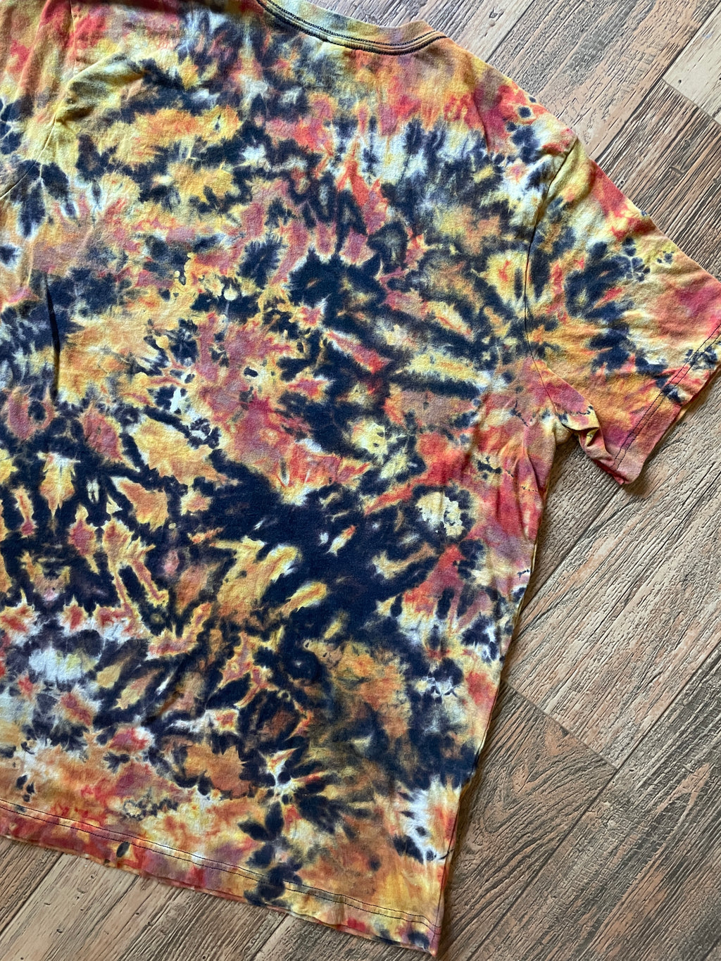 Corn Nuts Black and Orange Reverse Tie Dye Short Sleeve T-Shirt | Men's 2XL