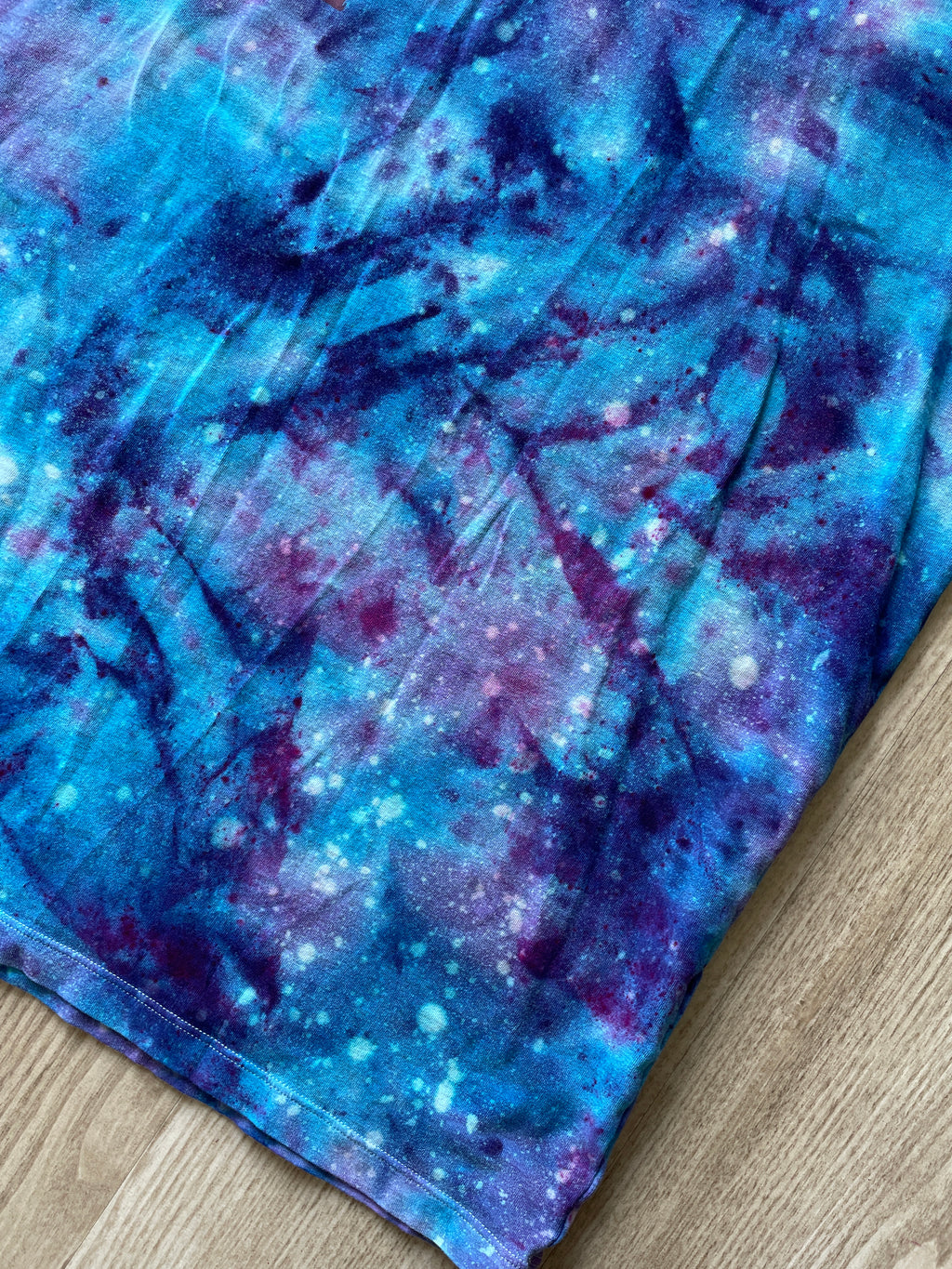 MEDIUM Men's Saguaro Cactus Galaxy Tie Dye T-Shirt | One-Of-a-Kind Blue and Purple Crumpled Short Sleeve