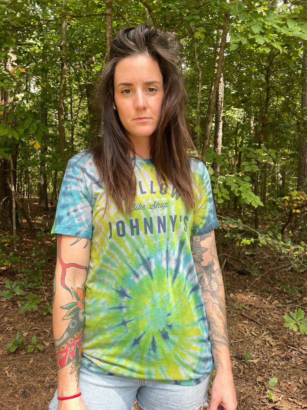 Mellow Johnny's Bike Shop Short Sleeve Reverse Tie Dye T-Shirt (Men's Medium)