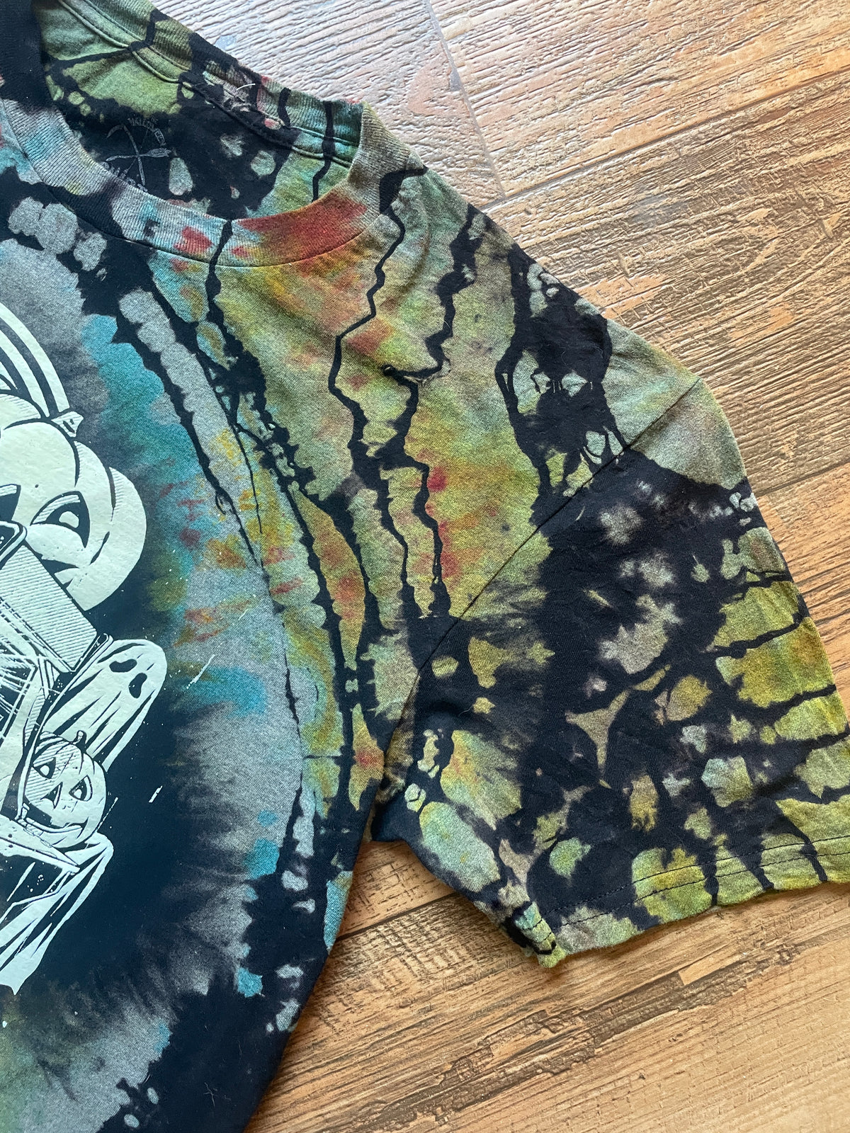 Halloween Pumpkin Pinball Reverse Tie Dye Short Sleeve T-Shirt | Men's Large