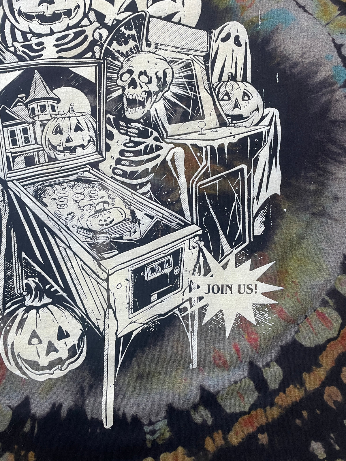 Halloween Pumpkin Pinball Reverse Tie Dye Short Sleeve T-Shirt | Men's Large