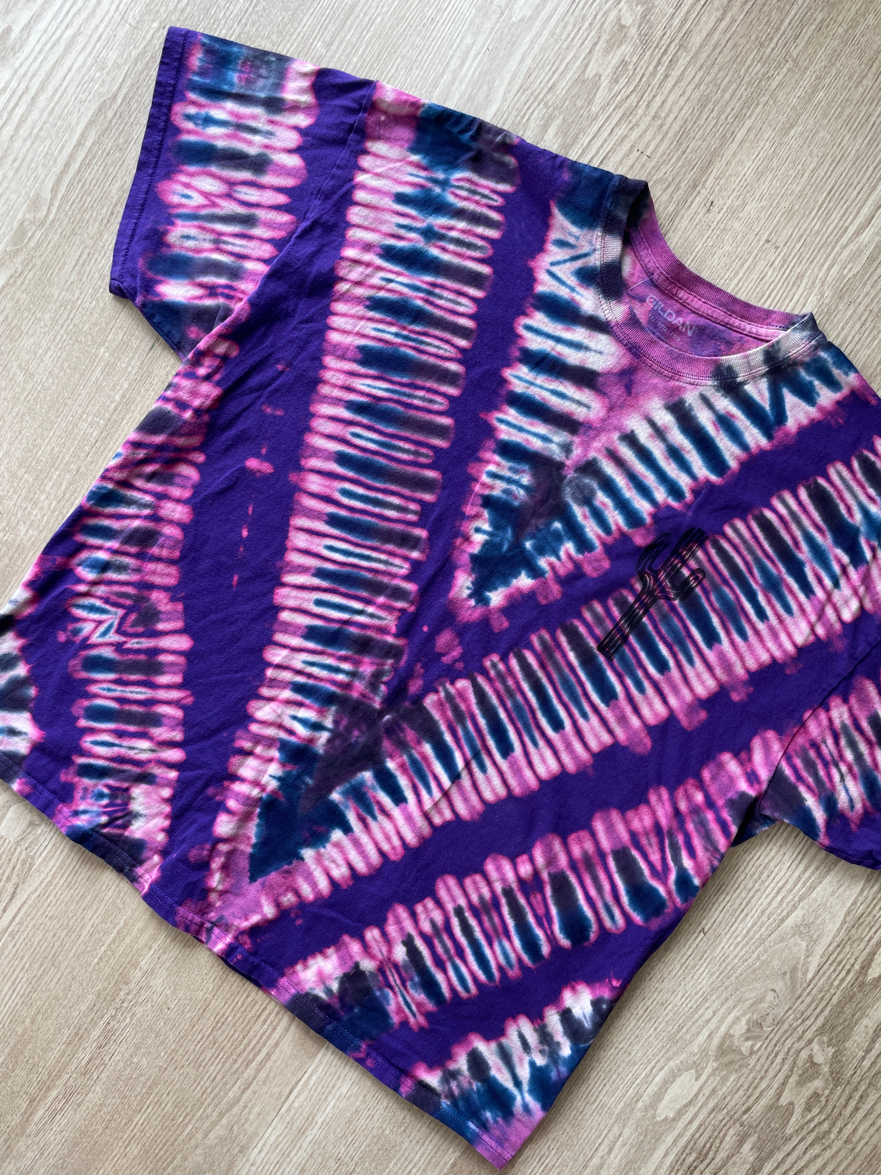 2XL Men’s Saguaro Cactus Reverse Tie Dye T-Shirt | One-Of-a-Kind Purple and Blue Short Sleeve