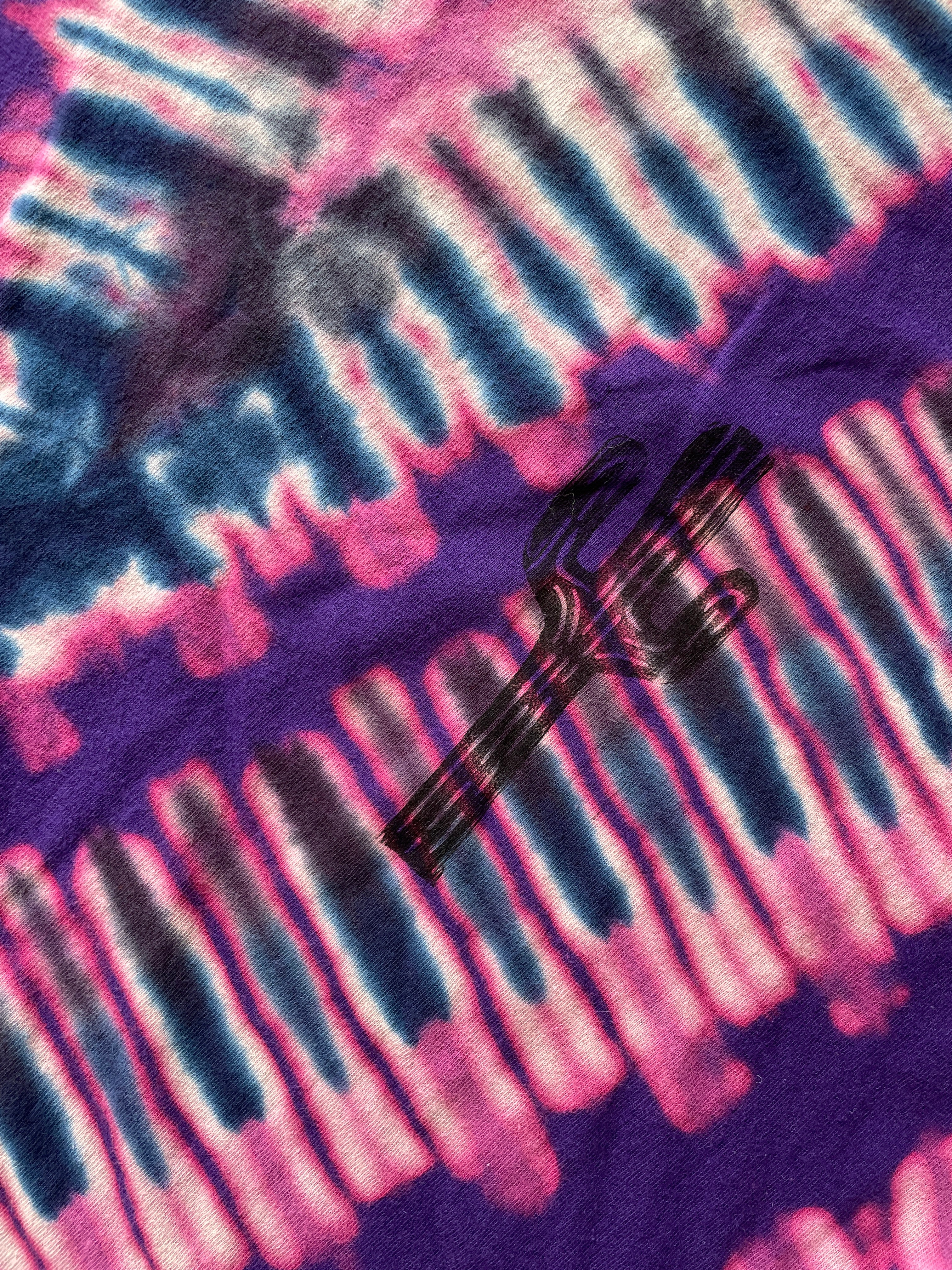 2XL Men’s Saguaro Cactus Reverse Tie Dye T-Shirt | One-Of-a-Kind Purple and Blue Short Sleeve